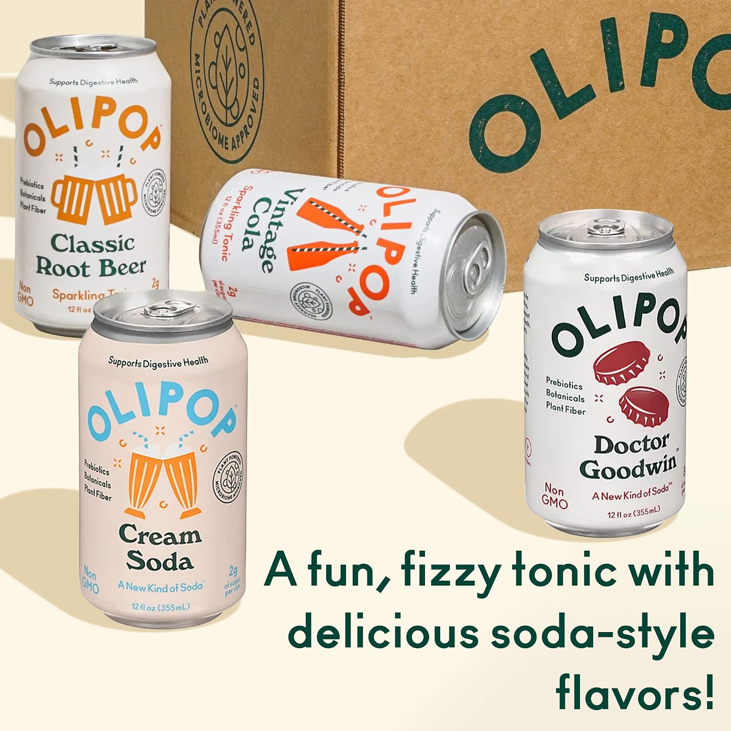 OLIPOP - The Sampler, 6-Flavor Soda Variety Pack, Healthy Soda, Prebiotic Soft Drinks, Supports Digestive Health & Gut Health, High Fiber, Low Calorie