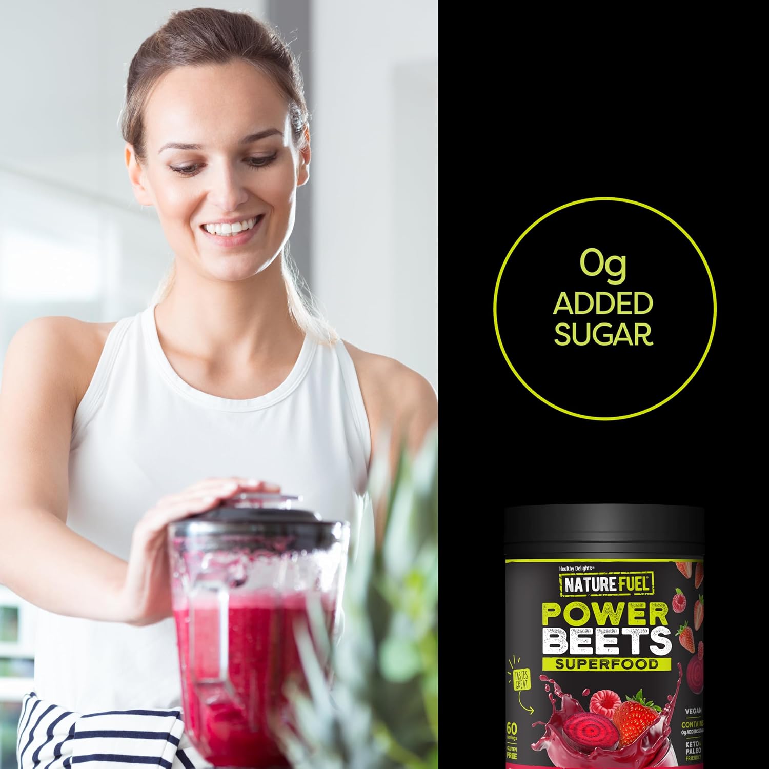 SlimFast Nature Fuel Power Beets Powder, Delicious Mixed Berry, 60 Servings | Concentrated Superfood Supplement, Non-GMO