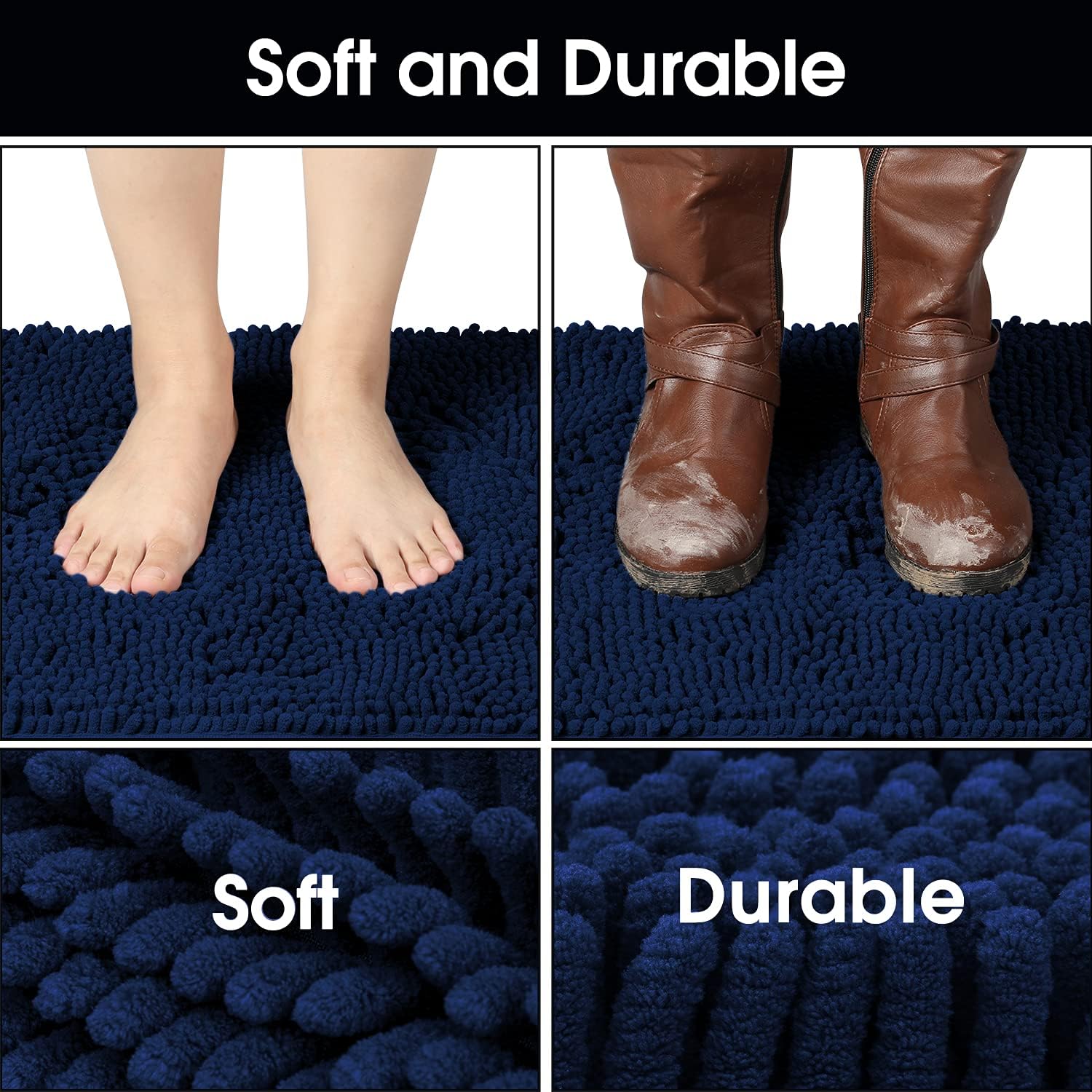 HOMEIDEAS Dog Door Mat for Muddy Paws 30x20, Absorbs Moisture and Dirt, Non-Slip Washable Doormat, Soft Chenille Mud Mat for Dogs