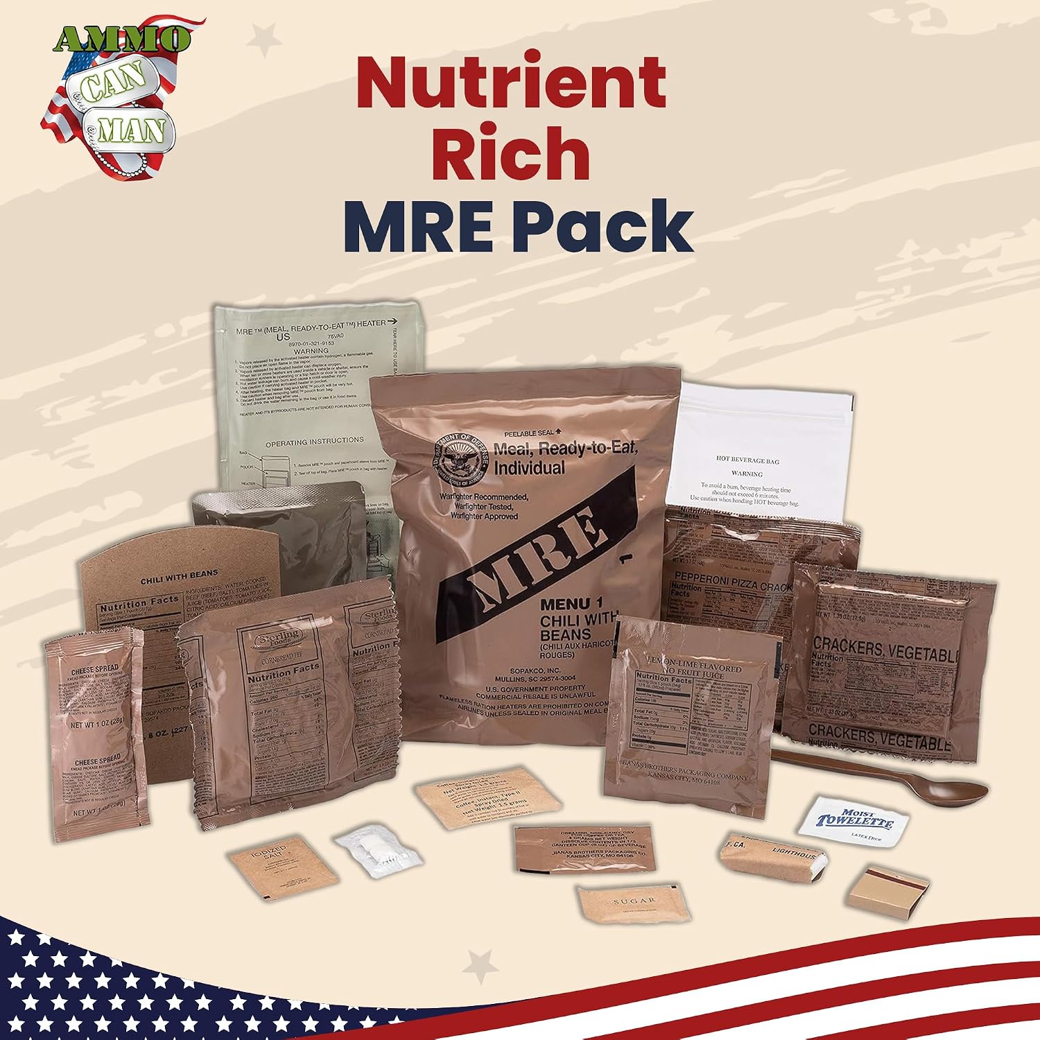 Sopakco US Military MRE, A Case, Menus 1-12, 2026