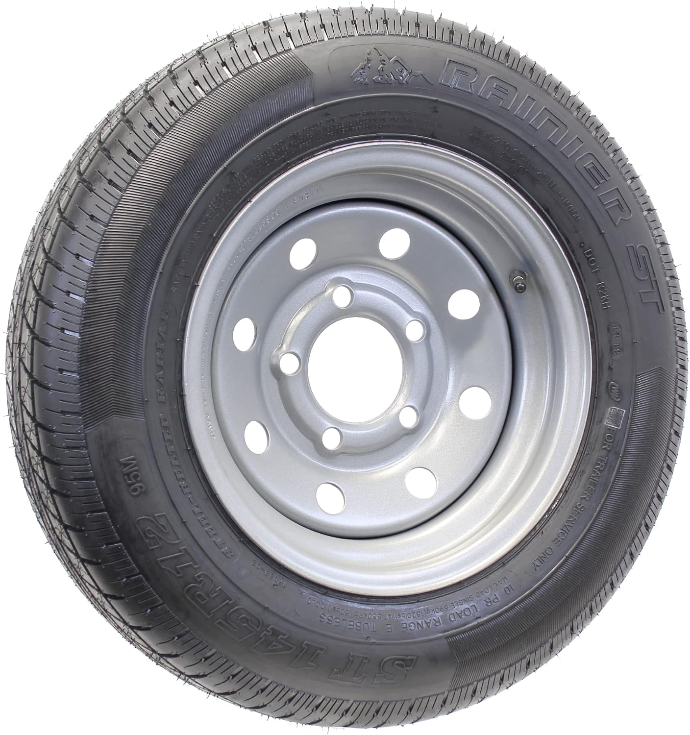 eCustomrim 2-Pack Radial Trailer Tire Rim Assembly ST145/R12 Silver 5 Lug