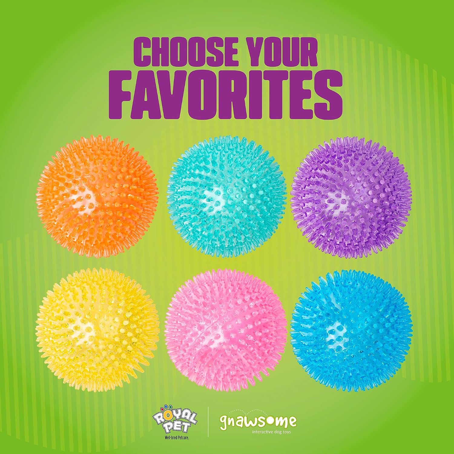 Gnawsome™ 4.5” Spiky Squeaker Ball Dog Toy - Extra Large, Cleans Teeth and Promotes Good Dental and Gum Health for Your Pet, Colors will vary