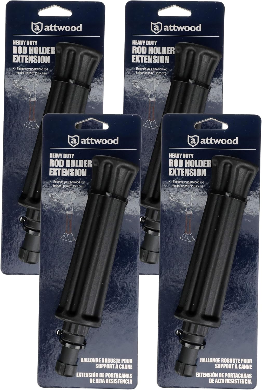 Attwood 5016-3 Heavy-Duty Rod Holder Extension, Black, Up to 6 Inches, Mounts to Round or Square 7/8 to 1 1/4-inch-Diameter Rail