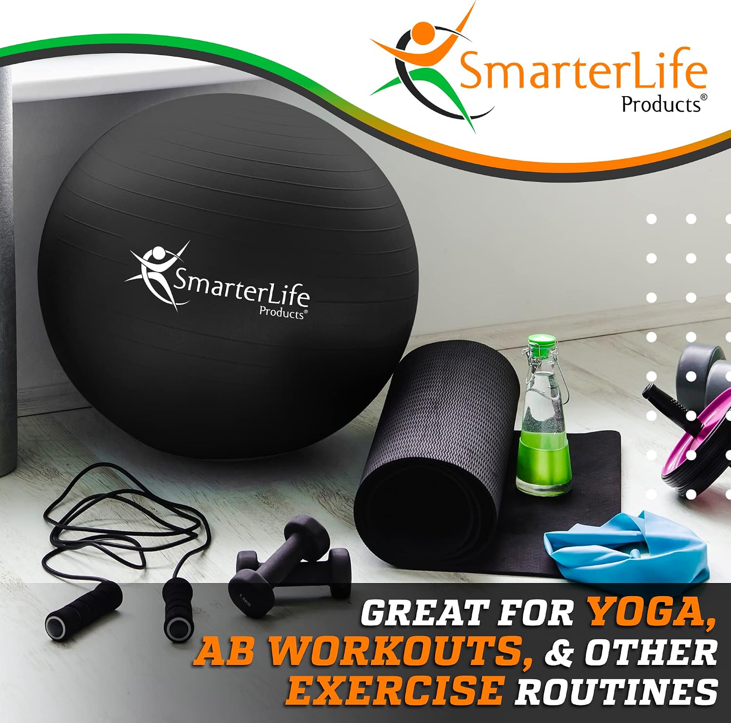 SmarterLife Exercise Ball, Yoga Ball for Gym, Balance, Stability, Pregnancy