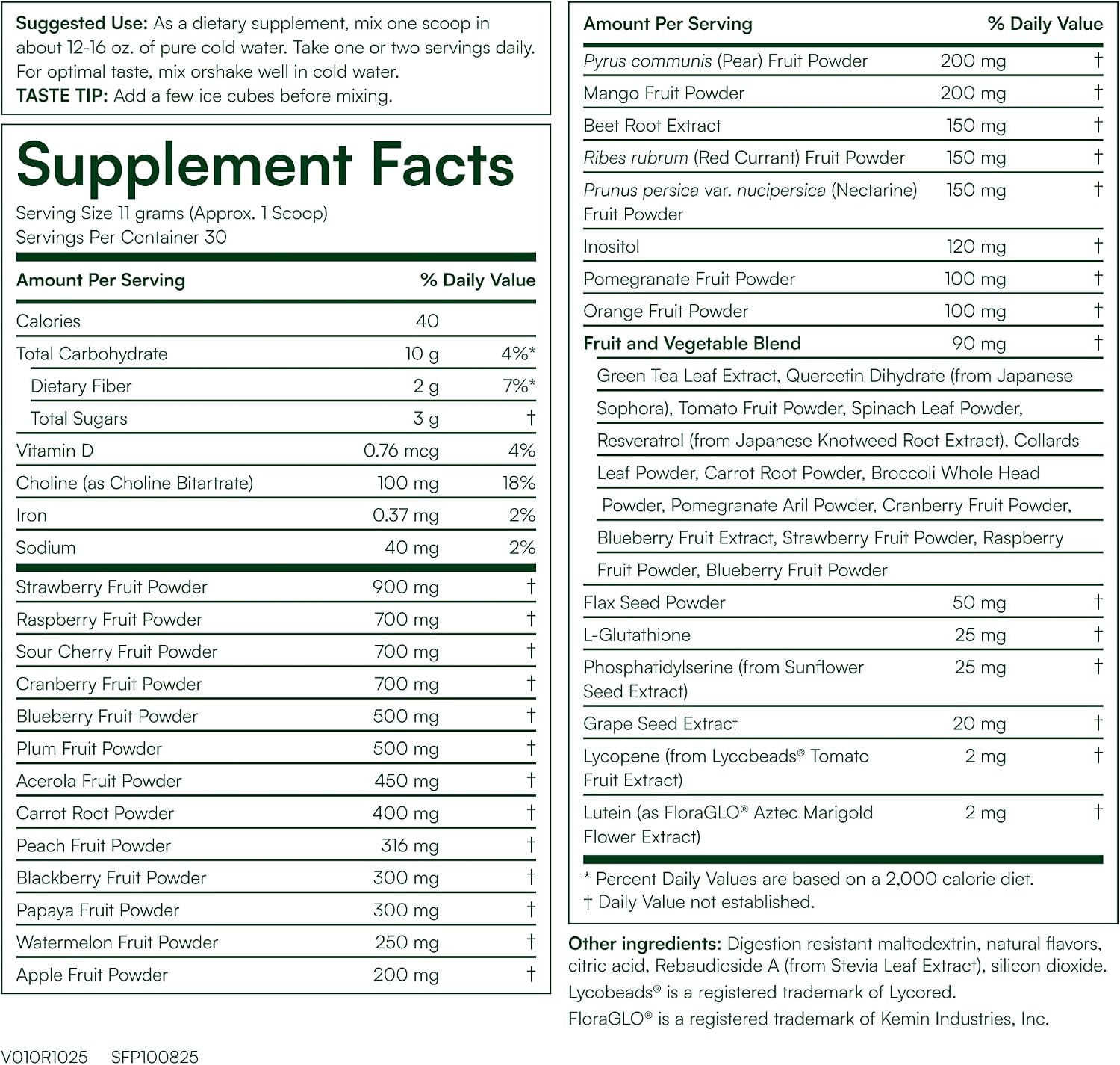 Purity Products Super Reds Powder Phytonutrient Superfood Drink Mix w/FloraGLO Lutein - Phytonutrient Blend containing Polyphenols