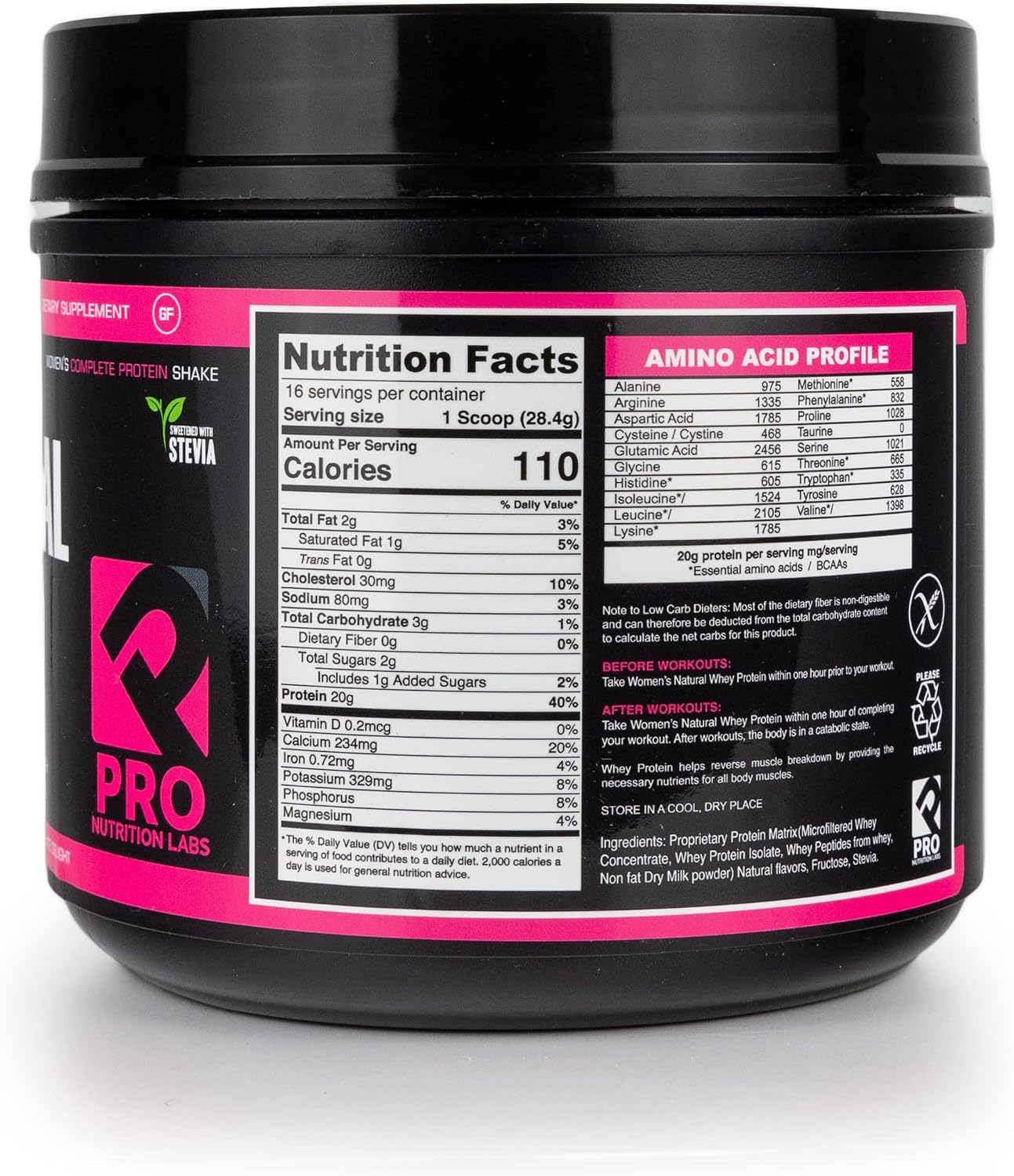 Whey Protein Powder for Women - Supports Lean Muscle Mass - Low Carb - Gluten Free - Grass Fed and Rbgh Hormone Free Whey Protein Chocolate Powder