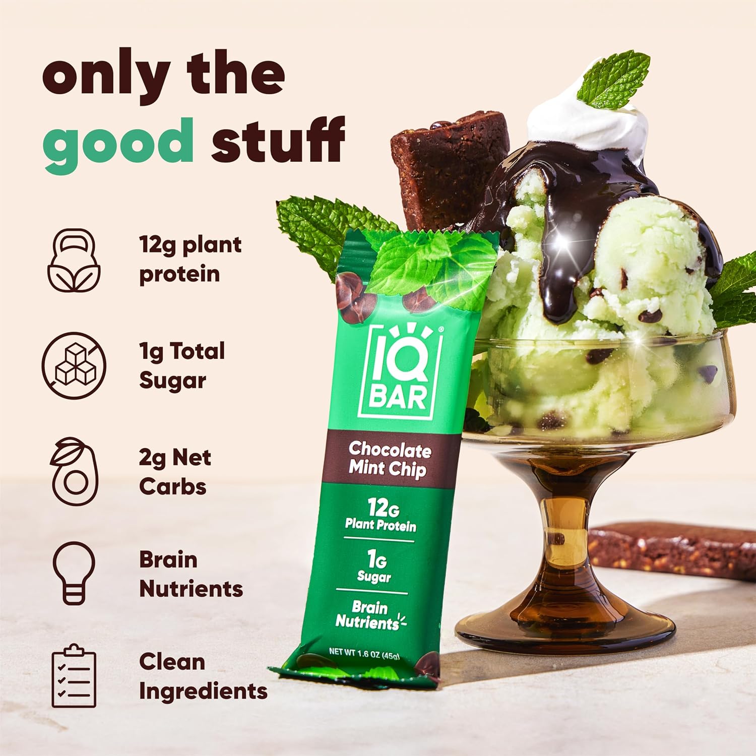IQBAR Clean Protein Bars, Low Sugar Keto, Banana Nut 12-Count