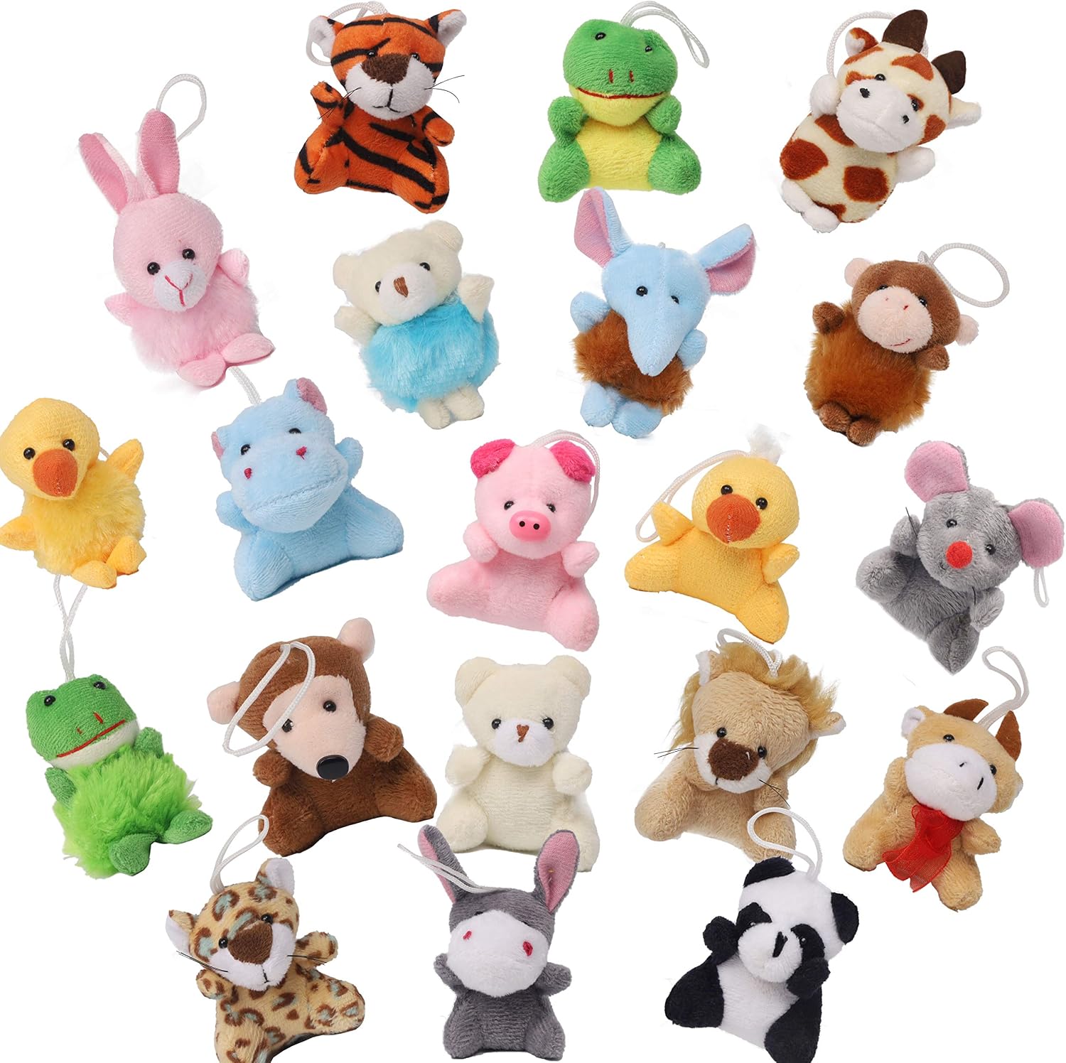 Juegoal 26 Pack Christmas Mini Animal Plush Toy Set, Cute Small Stuffed Animal Keychain Set, Goodie Bag Fillers, Carnival Prizes for Kids