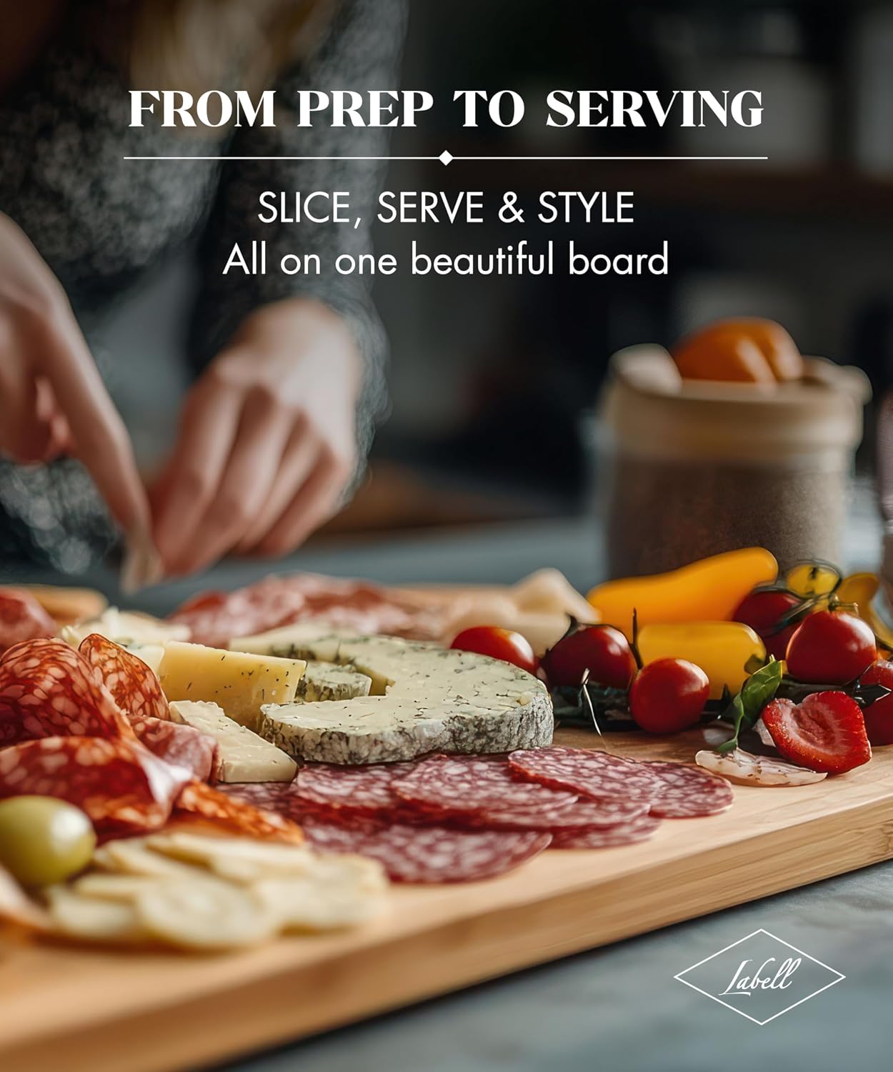 Labell Large Canadian Maple Edge Grain Cutting Board, 18 x 24 x 0.75 in | Chopping Board, Food Prep, Natural, Durable, Charcuterie, Serving, Styling