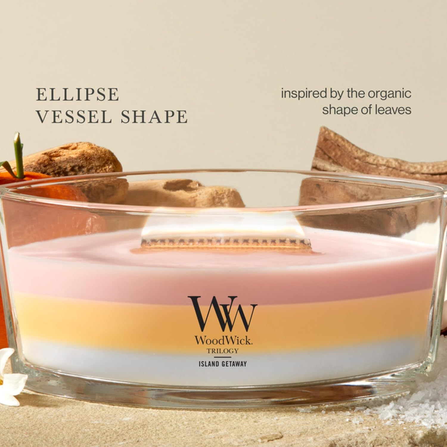 WoodWick Café Sweets Trilogy Holiday Candle Gifts for Women and Men, 9.7 oz Medium Hourglass Trilogy Candle with Crackling Wick