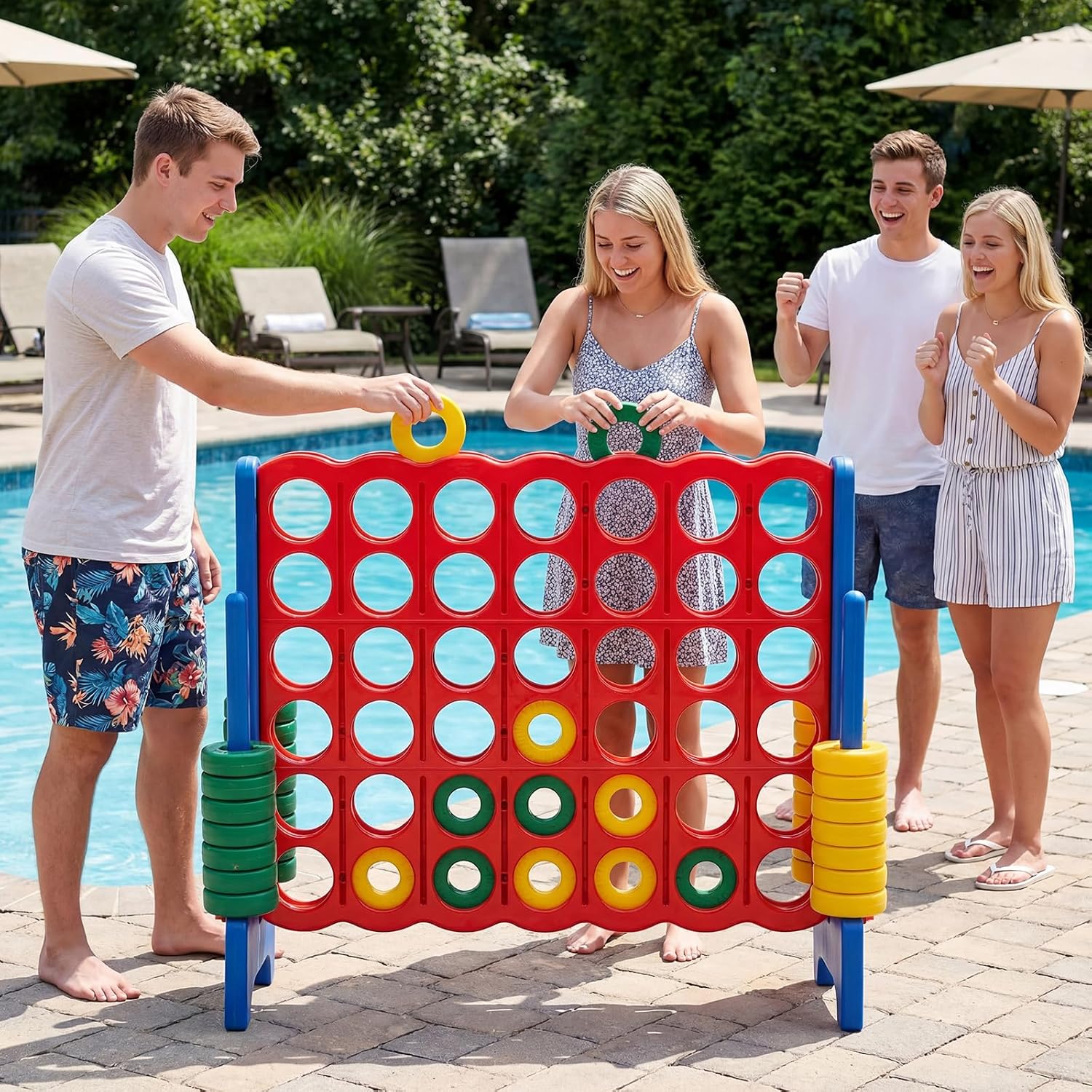 Costzon Giant 4-in-A-Row, Jumbo 4-to-Score Giant Game Set for Kids & Adults, Indoor Outdoor Yard Connect Game