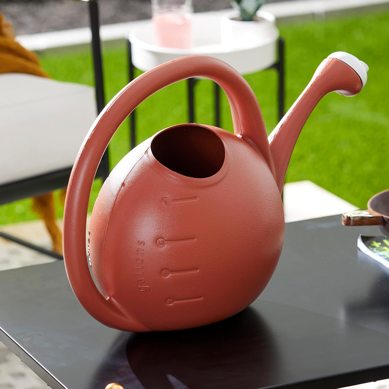 2-Gallon Premium Plastic Rosette Watering Can - The HC Companies 11"x21"x13.75" in Evergreen Color