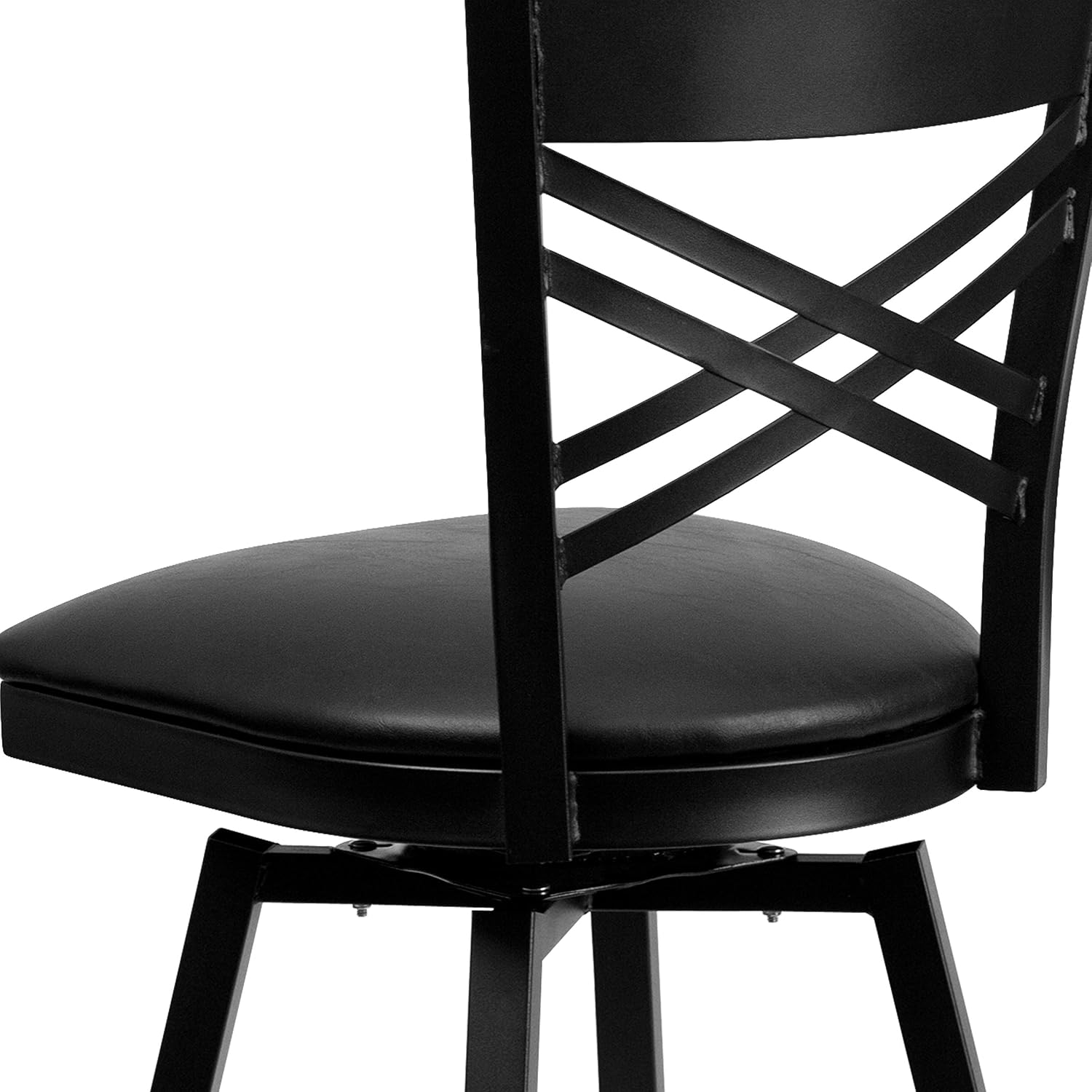 Flash Furniture Hercules Series "X" Back Metal Restaurant Barstool, Modern Upholstered Armless Bar Height Chair for Restaurants and Kitchens, Black | X Back Style, Vinyl Upholstery, Durable Construction, Commercial Use