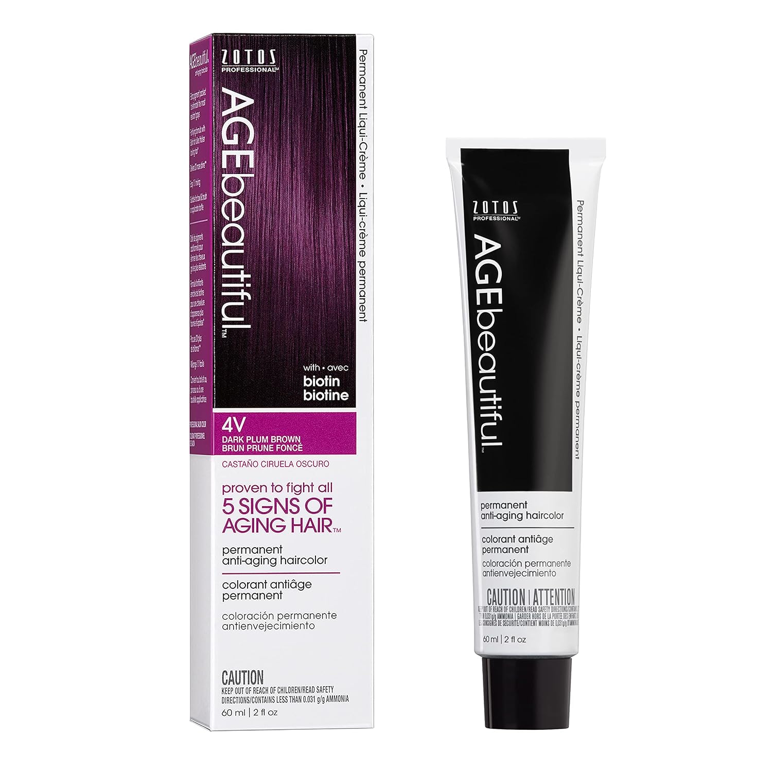 AGE beautiful Permanent Hair Color Cream, 100% Gray Coverage Hair Dye with Biotin Anti-Aging Formula for Fuller, Thicker Hair, Professional Salon Quality