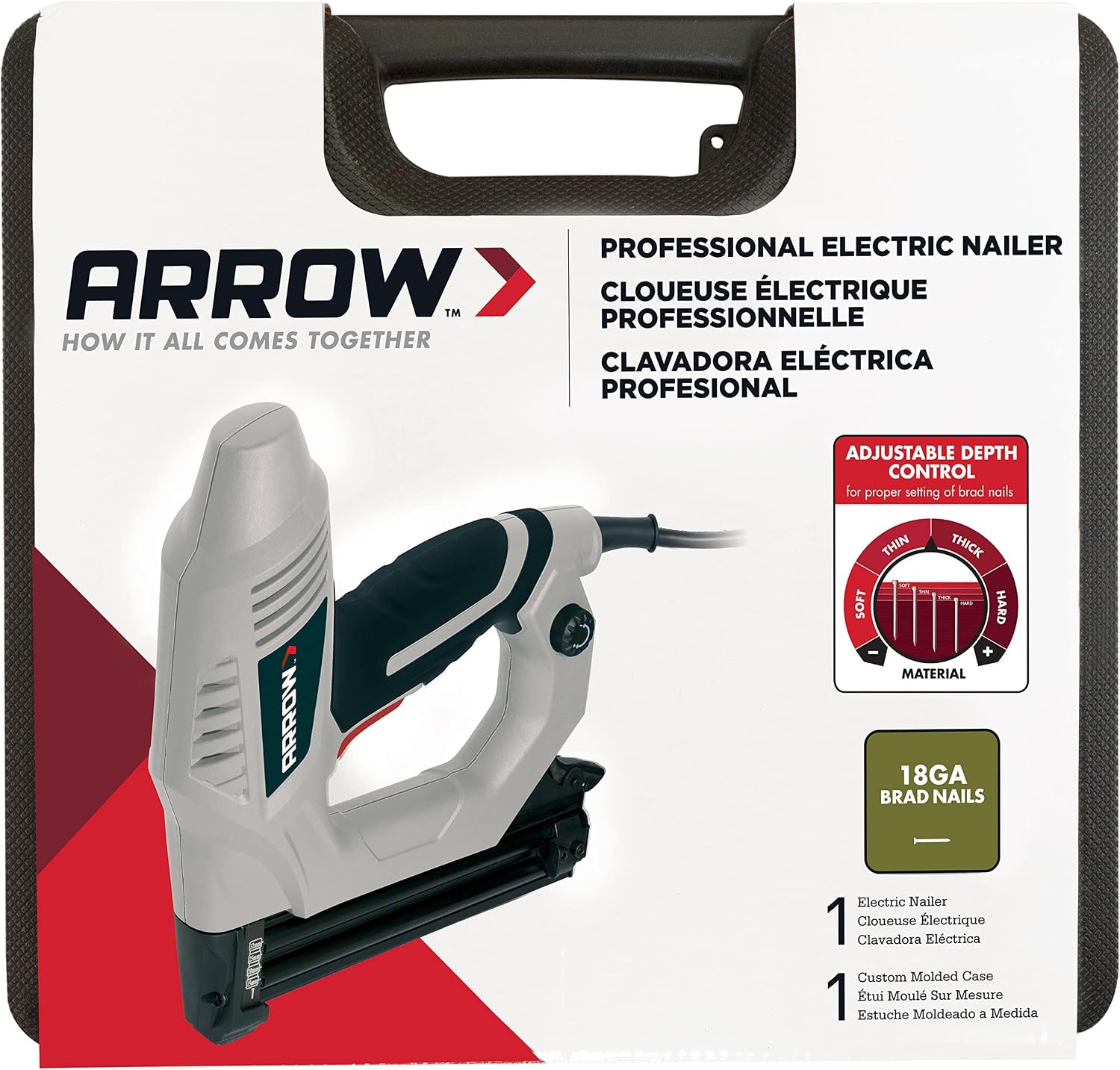 Arrow ET200BN Heavy Duty Electric Brad Nailer, Professional Nail Gun for Trim, Picture Frames, Crafts, Fencing, Uses Brad Nails in 5/8", 3/4", and 1"