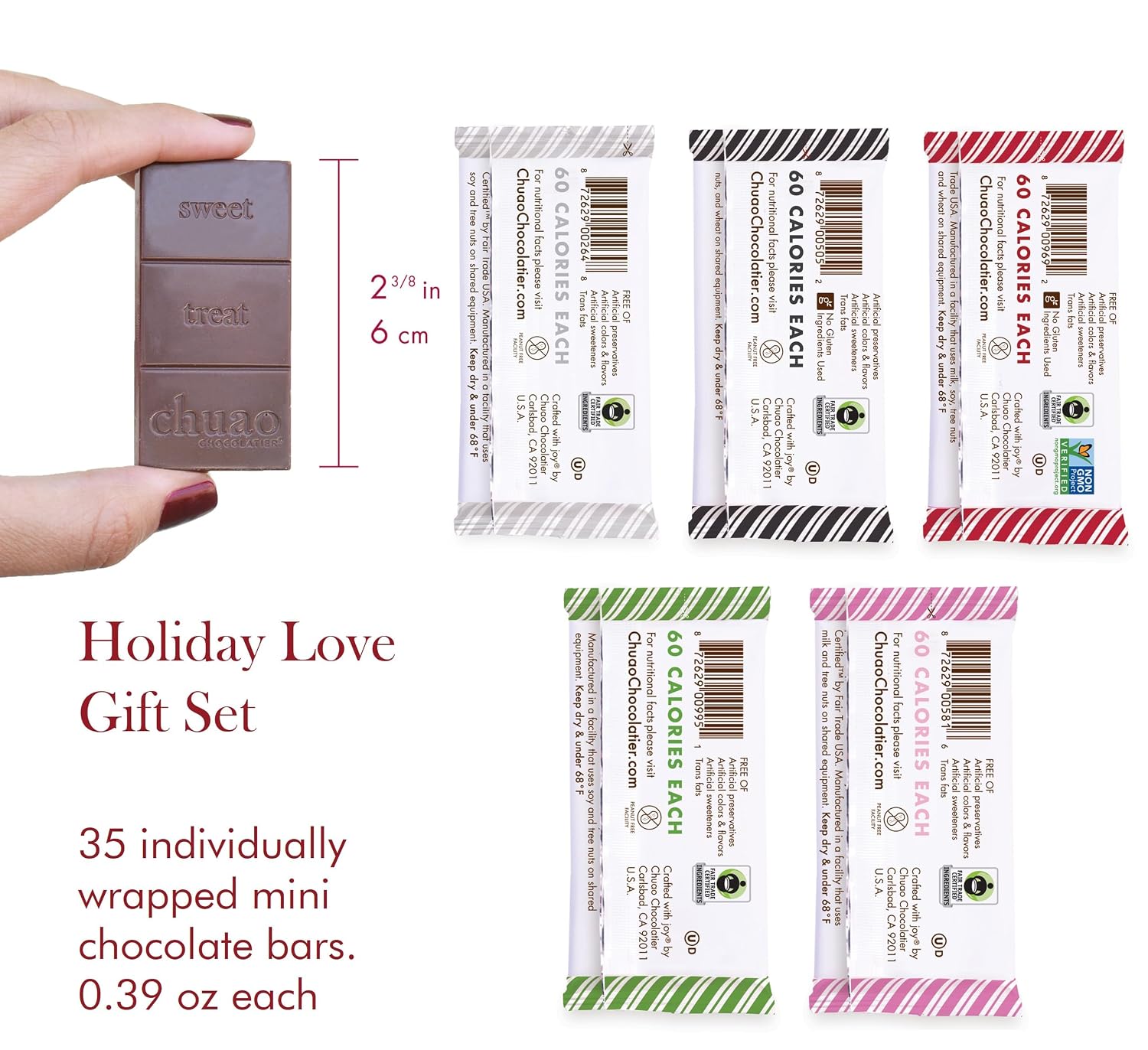 Chuao Chocolatier Share the Love Assorted Milk and Dark Mini Gourmet Chocolate Bars Gift Box | Sampler For Holiday, Birthday, Thank You, Corporate Gift Baskets | 36 Bars, 0.39 oz Each