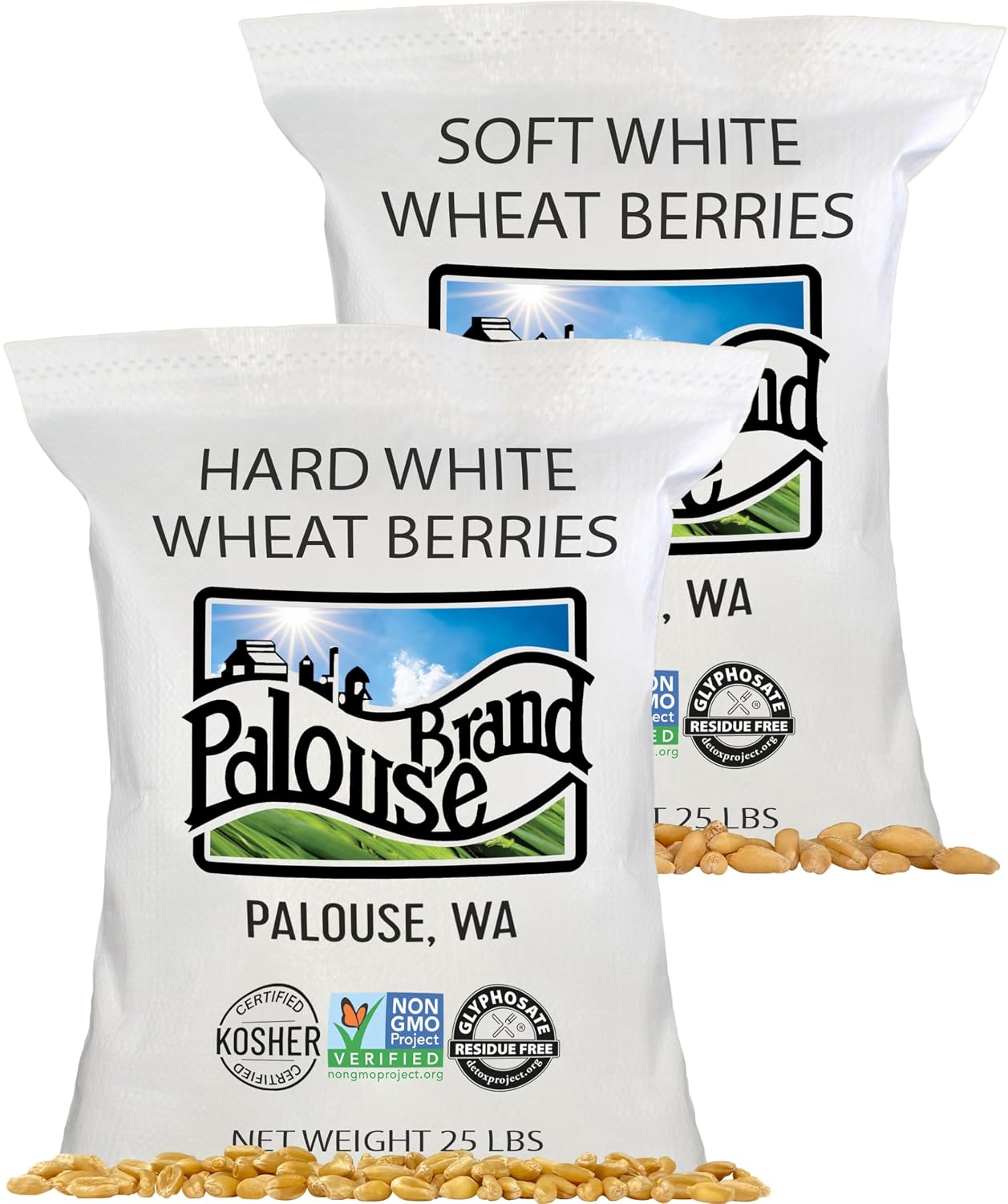 Palouse Brand Certified Glyphosate Residue Free Hard White Wheat Berries | 5 LBS | Non-GMO Project Verified | Kosher