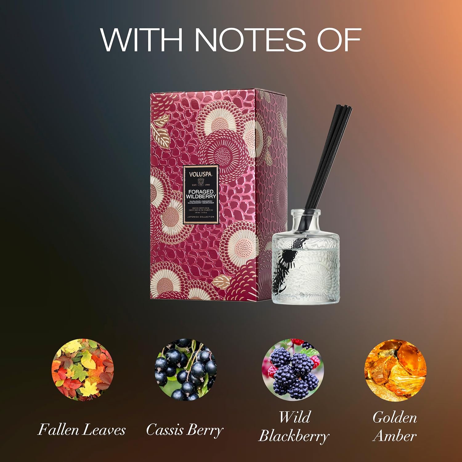 Voluspa Santal Vanille Scented Reed Diffuser, 3.4 oz, Luxury Santal Diffuser, Oil Reed Diffusers for Home, Handcrafted in the USA