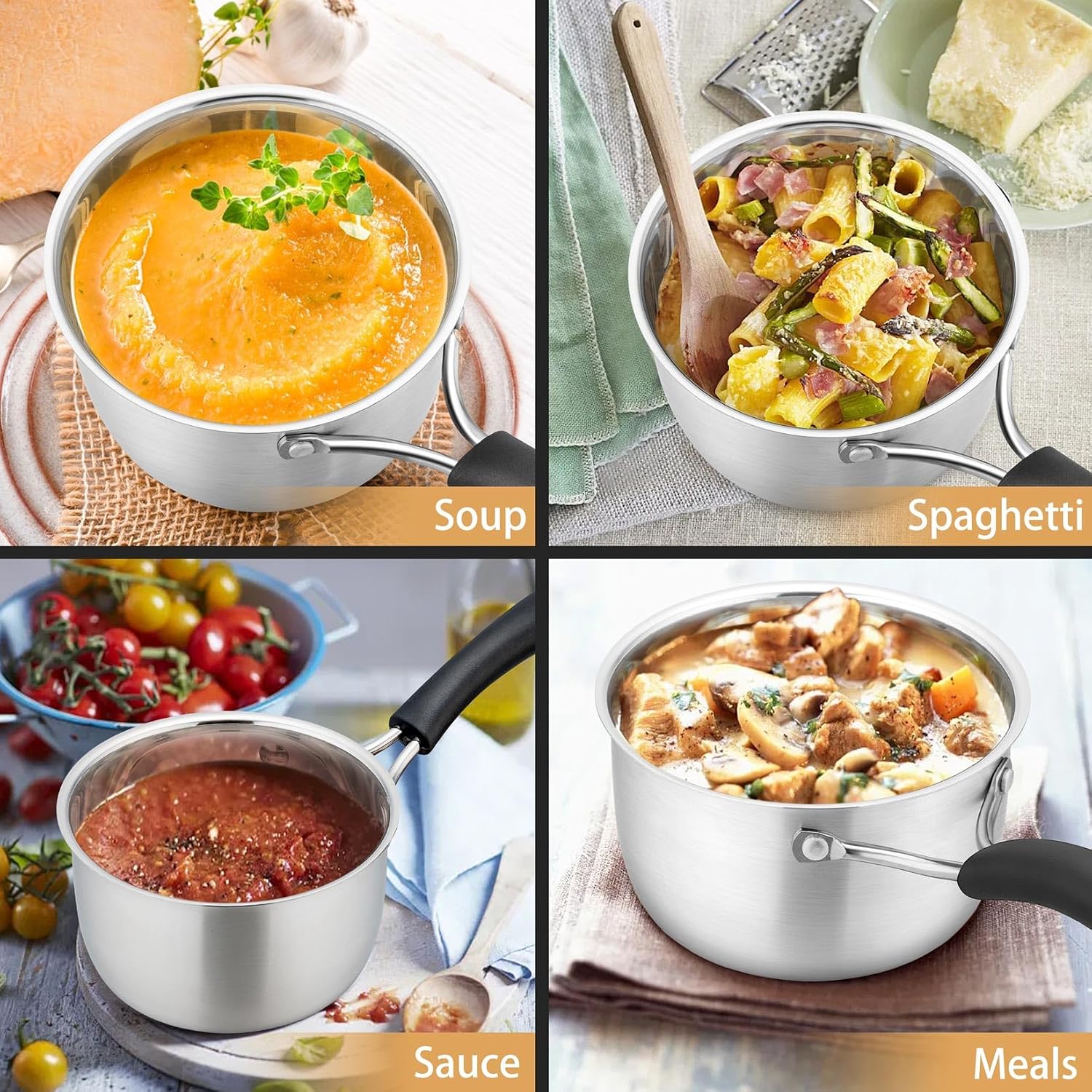 P&P CHEF 1 Quart Sauce Pan With Lid, Small Pot Saucepan, 1 Pc