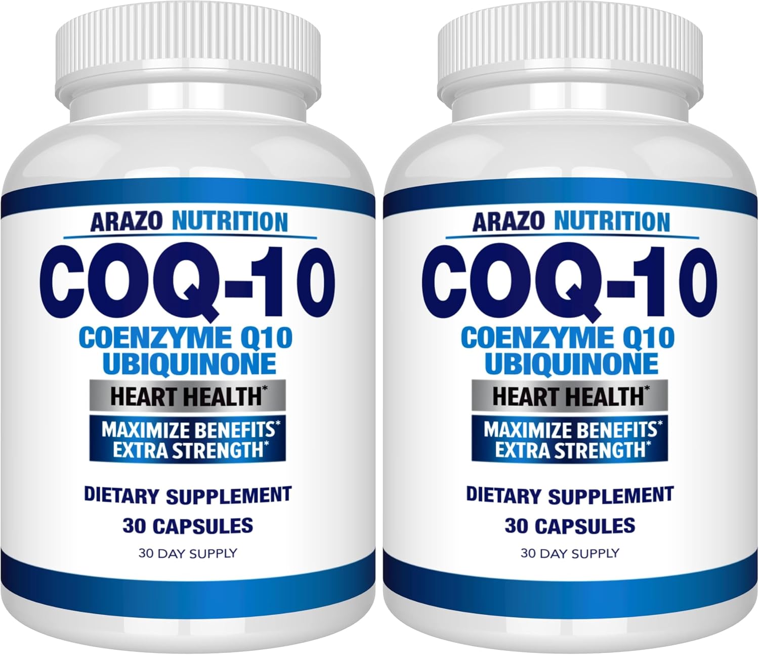 Arazo Nutrition CoQ10 Ubiquinone Coenzyme Q10-200mg Per Serving Maximum Strength Nutritional Supplement - High Absorption Capsules with No Soy