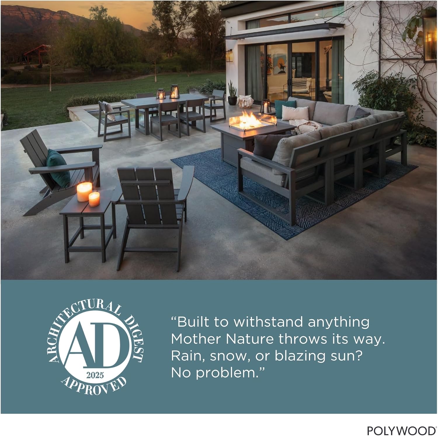 Polywood Outdoor Bar Stools - All-Weather 24 Inch Counter Height Outdoor Patio Bar Stools - Heavy Duty HDPE - Classic Curved Chairs for Pool, Deck