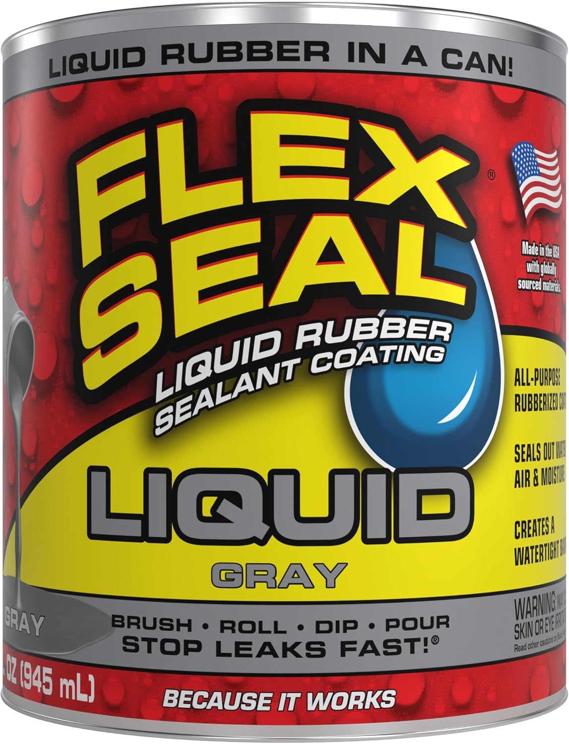 Flex Seal Liquid, Rubber Coating Sealant, Waterproof, Flexible, Breathable, and UV Resistant, Roof Repair, Basements, RV, Campers, Trailers, Marine