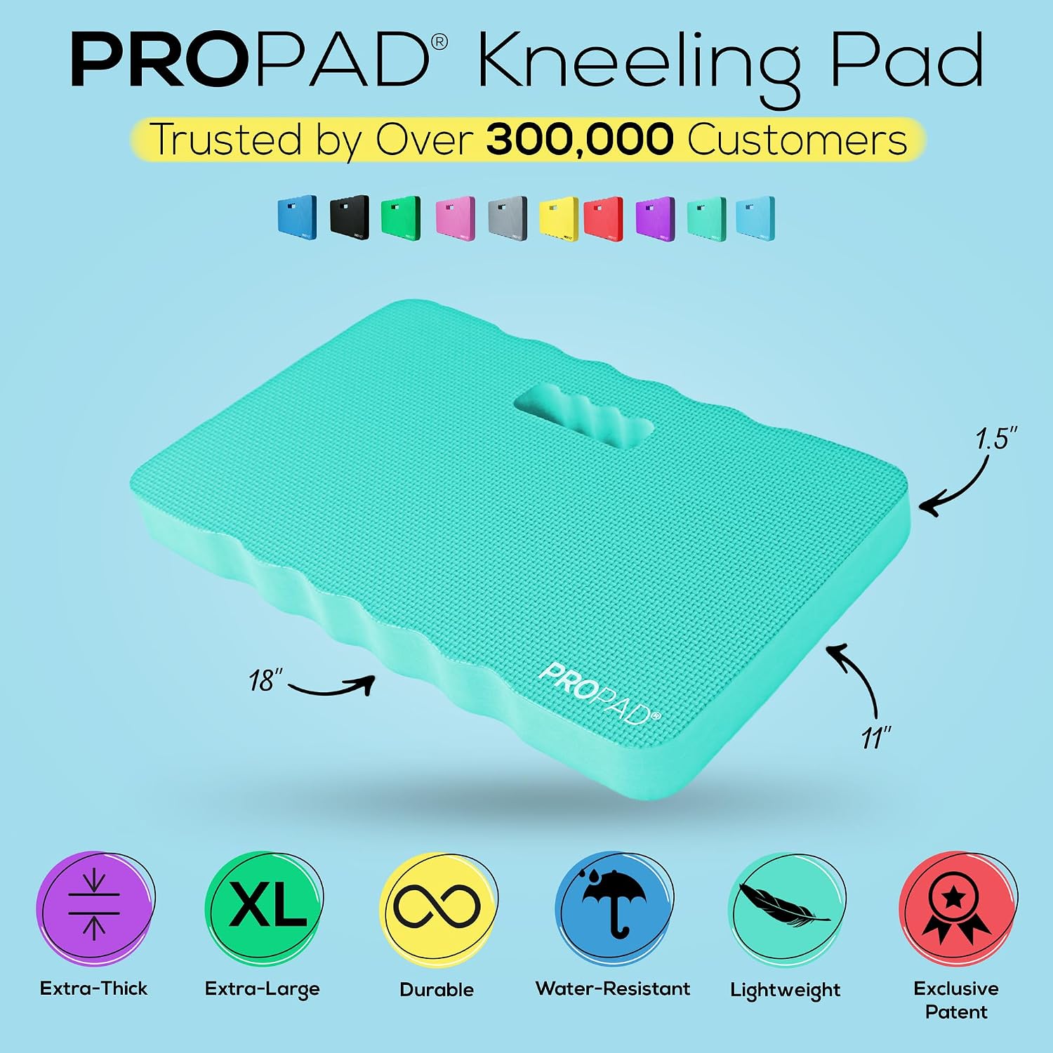 Thick Kneeling Pad, Garden Kneeler for Gardening, Bath Kneeler for Baby Bath, Kneeling Mat for Exercise & Yoga, Knee Pad for Work, Floor Foam Pad, Extra Large (XL) 18 x 11 x 1.5 Inches, Blue