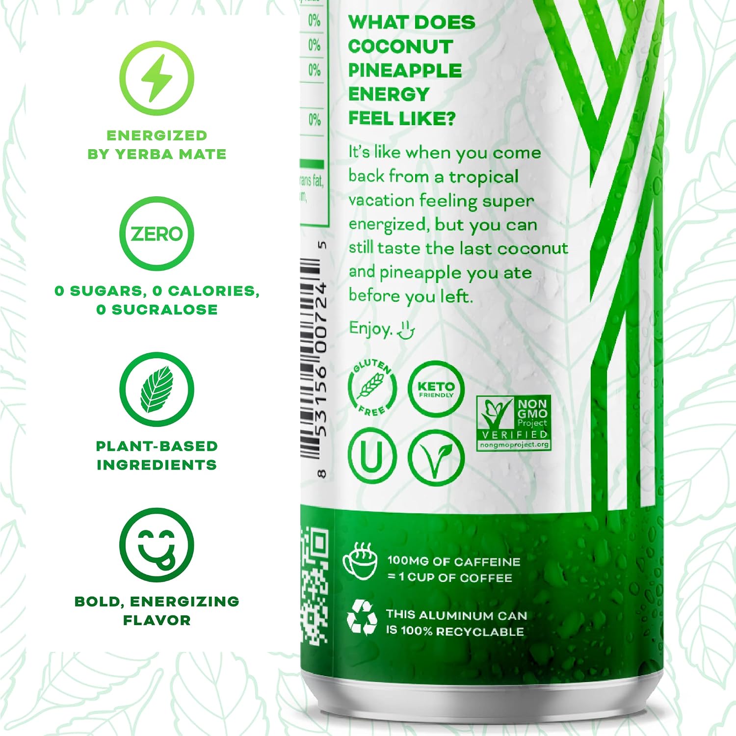 Yerbaé Energy Seltzer - Variety Performance Pack. No Sugar/Calories/Carbs. Energized by Yerba Mate Naturally Caffeinated Plant-Based, Healthy Alternative to Coffee/Sugary Sodas, Pack of 12, 12oz cans