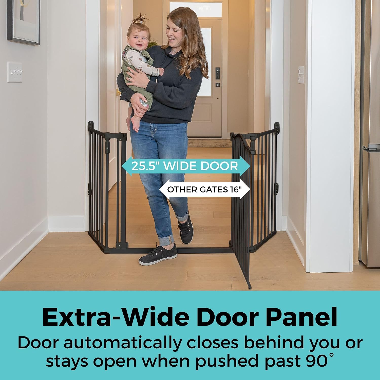 Toddleroo by North States - Deluxe Décor Safety Gate: Hardware Mounted Extra Wide Metal Baby Gate - Adjustable Child Gate - 38.3 to 72 Inches Wide - 30 Inches Tall - Matte Bronze