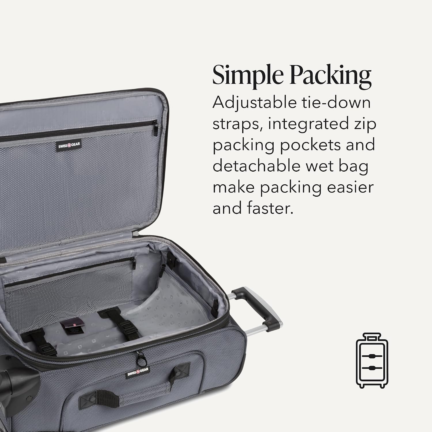 SWISSGEAR Sion Carry-On Spinner Luggage, Softside Expandable, Lightweight Suitcase, Dark Grey, 22.75-Inch