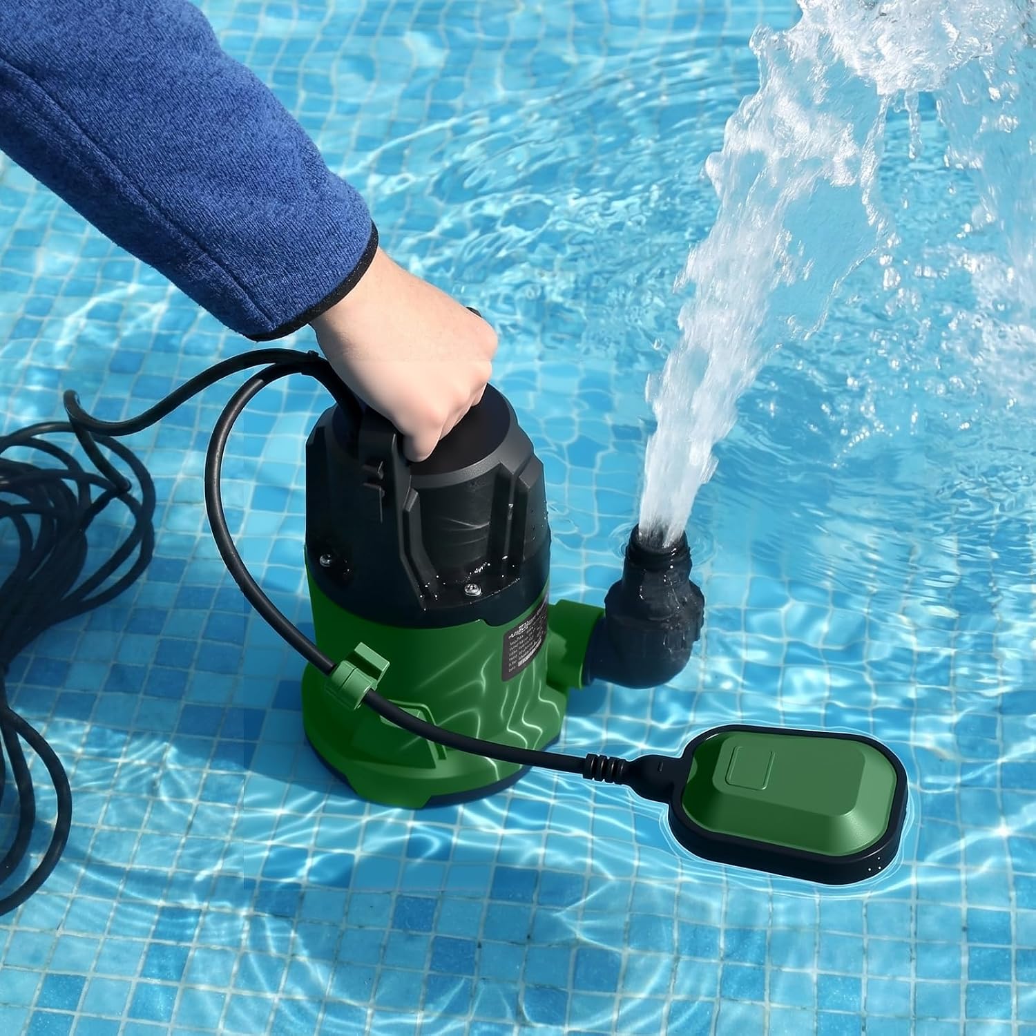 4200GPH 1HP Submersible Sump Pump with Automatic Float Switch | LAZYLAND, Clean Water Pump for Pool, Pond, Garden, Flooded Cellar, Aquarium and Irrigation (Green)