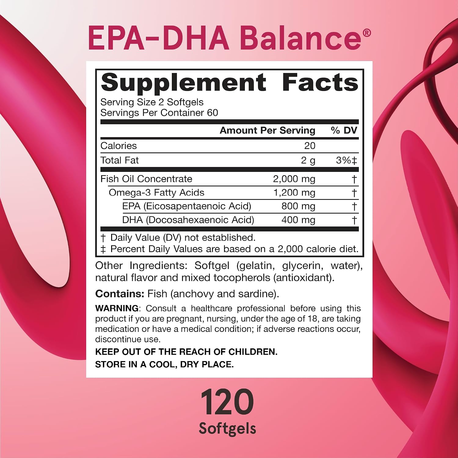 Jarrow Formulas EPA-DHA Balance, 1,200 mg Omega-3 Fatty Acids for Cardiovascular Support, 240 Softgels, 120 Day Supply