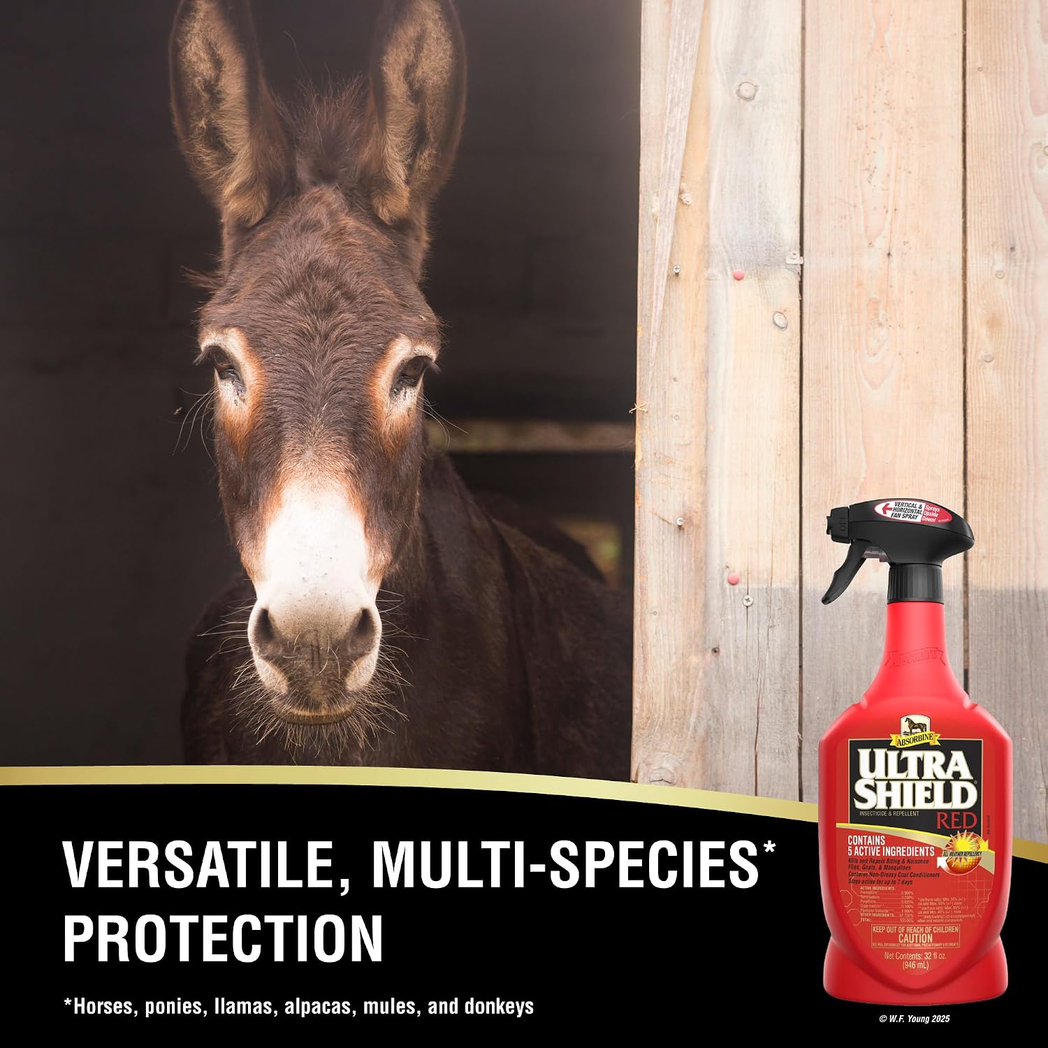 Absorbine UltraShield Red Insecticide & Repellent, 128 fl oz Gallon | Use on Horses & Premise, All-Weather up to 7 Days, Repels & Kills Multiple Species Including Flies, Mosquitoes & Gnats