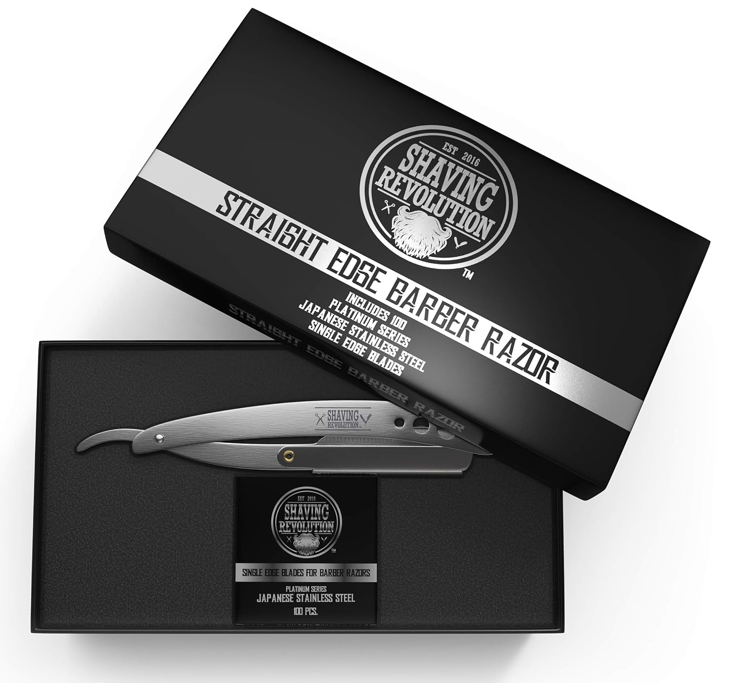 Shaving Revolution Straight Edge Barber Razor - Includes 100 Blades