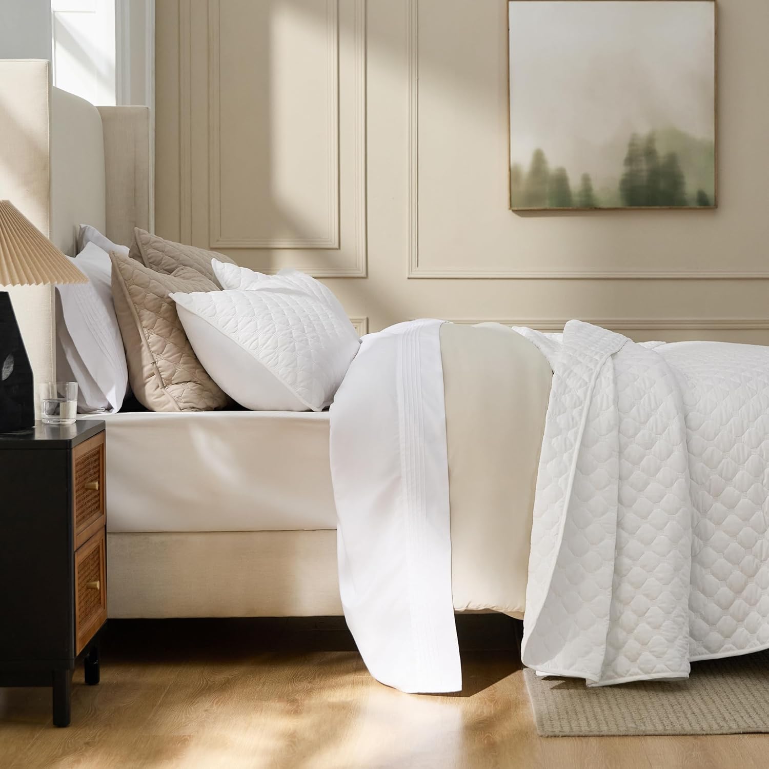 Bedsure Quilts Queen Size - Grey Bedspreads Queen Size with Basket Weave Pattern, Soft Quilt Bedding Set, Lightweight Comforter Set Coverlet for All Seasons with 2 Pillow Shams (90" x 96")