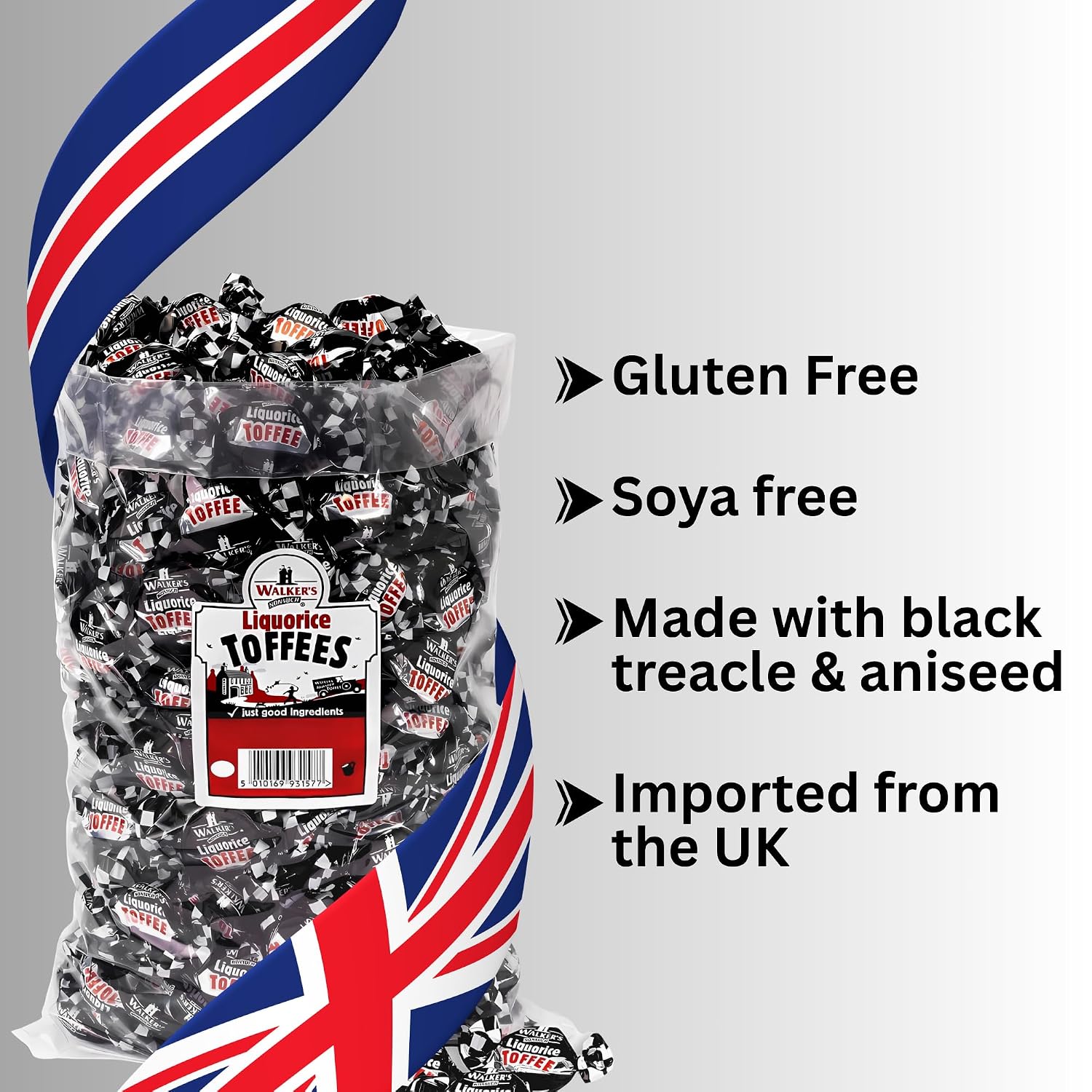 Walkers' Nonsuch Liquorice Toffees | with Condensed Milk & Black Treacle | Imported from the UK | Traditional British Candy | Old Fashioned Licorice Toffee | 44.09 Oz (1.25kg)