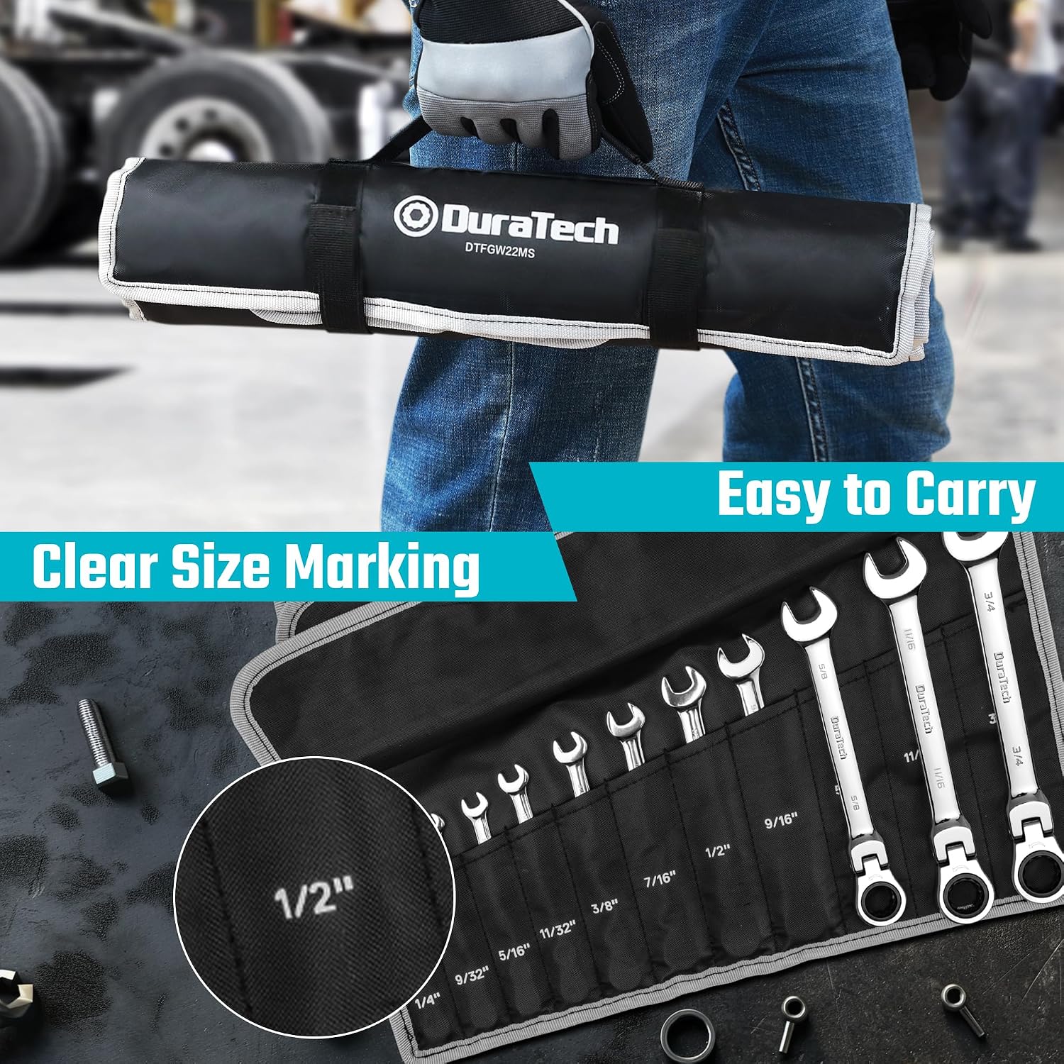 DURATECH 22-Piece Ratcheting Wrench Set, Combination Wrench Set, Metric&SAE