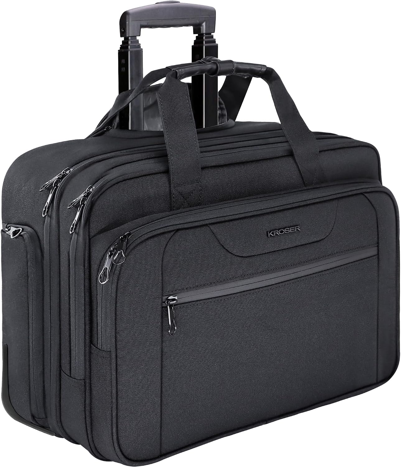 KROSER 17.3 Inch Rolling Laptop Computer Bag,Wheeled Briefcase，Roller case