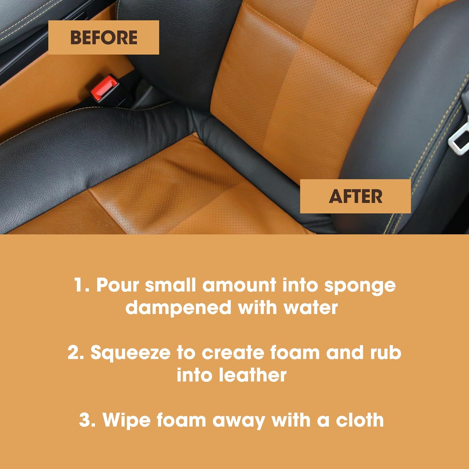 Furniture Clinic Large Leather Care Kit | Leather Cleaner + Conditioning Protection Cream for Furniture | Two 17oz Bottles + 1 Sponge & 1 Cloth | Restore Leather Couches, Car Seats, Jackets, & Boots