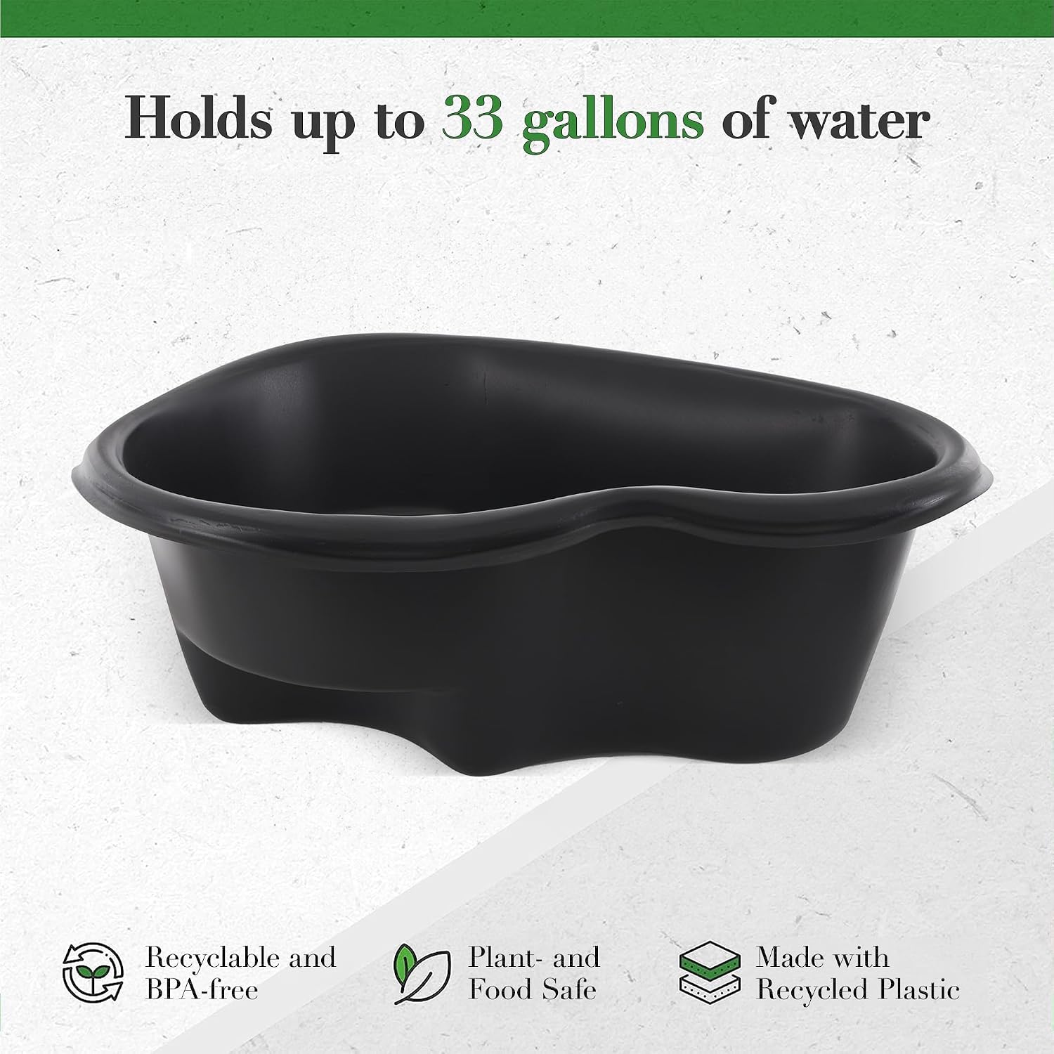 Algreen Rigid Preformed Plastic Pond Liner, 33 Gallon Base Accessory for Backyard, Garden, Fountain, and Water Ponds - Avonlea