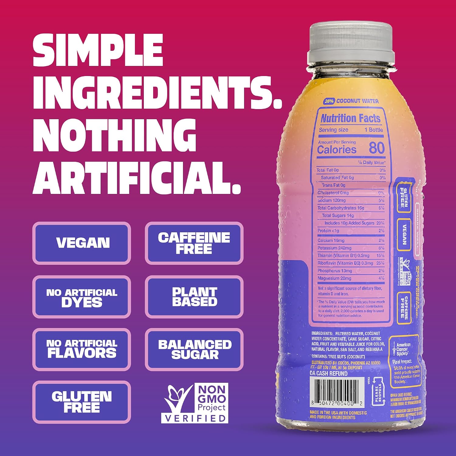 Coco5 Original Coconut Water Natural Electrolyte Sports Drink, 12 Pack | Active hydration. Low sugar, nothing artificial. Potassium, sodium, magnesium, calcium, chloride. 8 real ingredients.