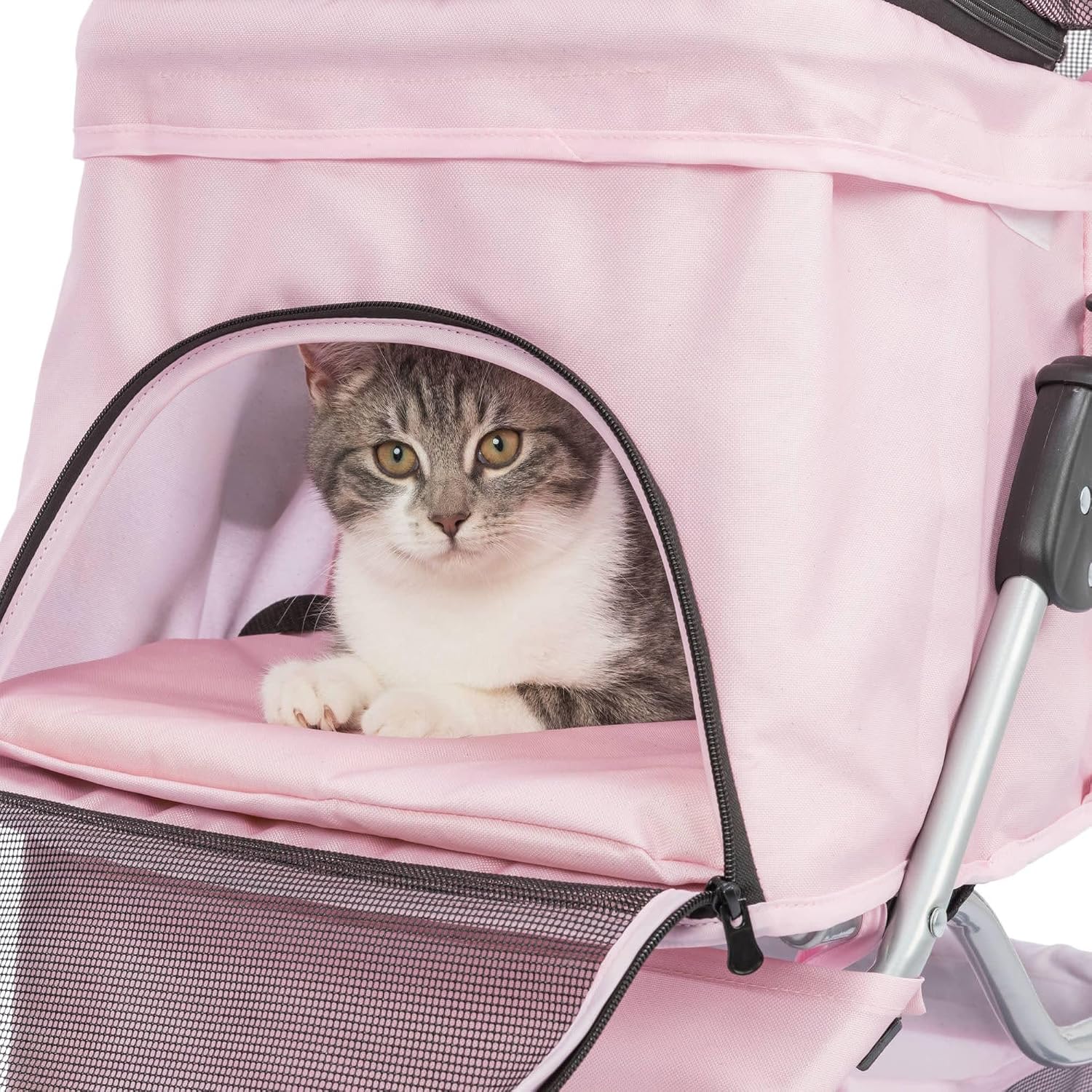 TRIXIE Foldable Pet Stroller for Cats and Dogs, Pet Carrier Strolling Cart with Weather Cover, Storage Basket, Cup Holder, Black | Lightweight, Compact and Portable, Easy to Travel