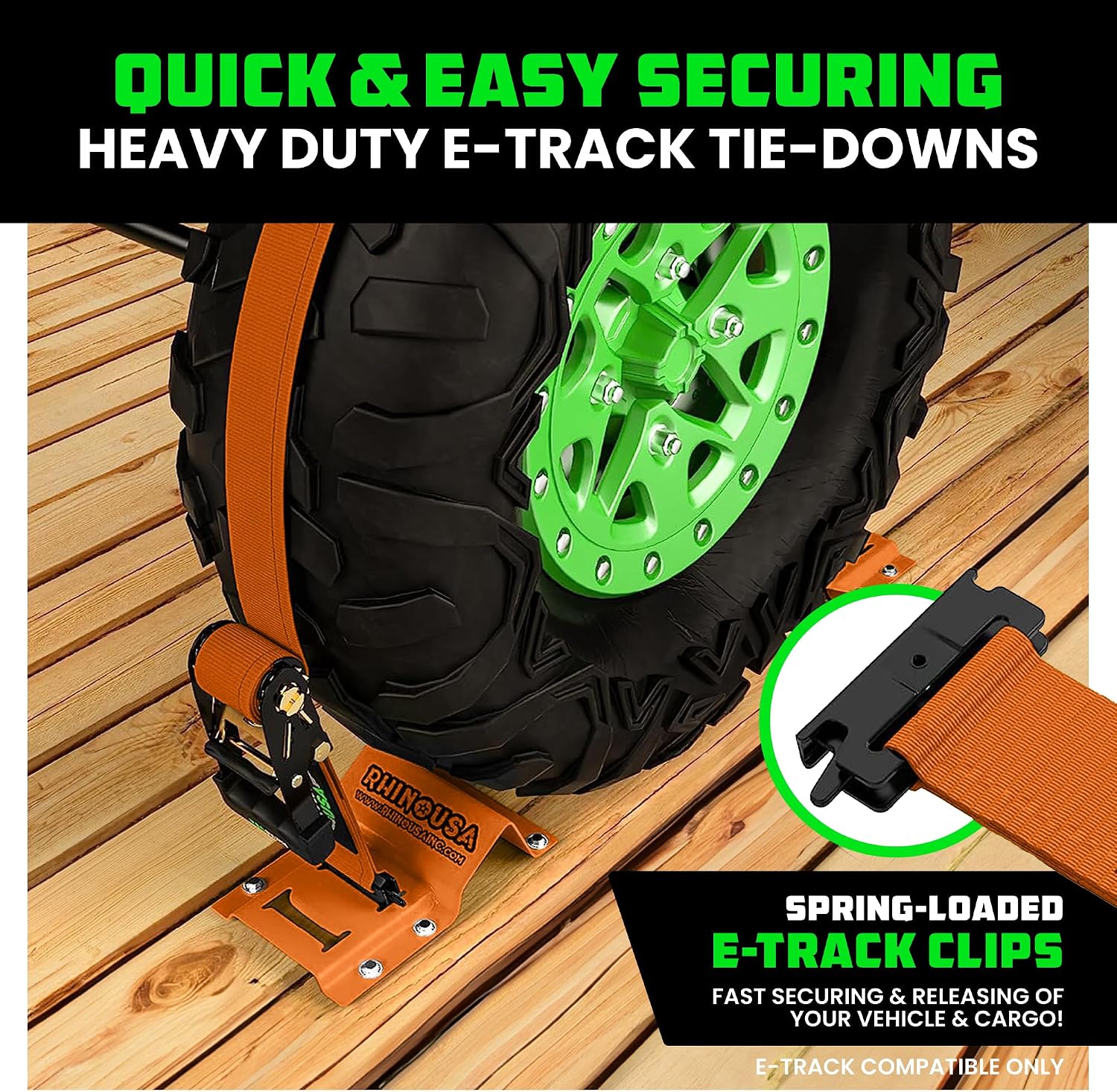 Rhino USA Wheel Chock Tie Down Kit (4,500lb) - 2 Straps & 4 Chocks