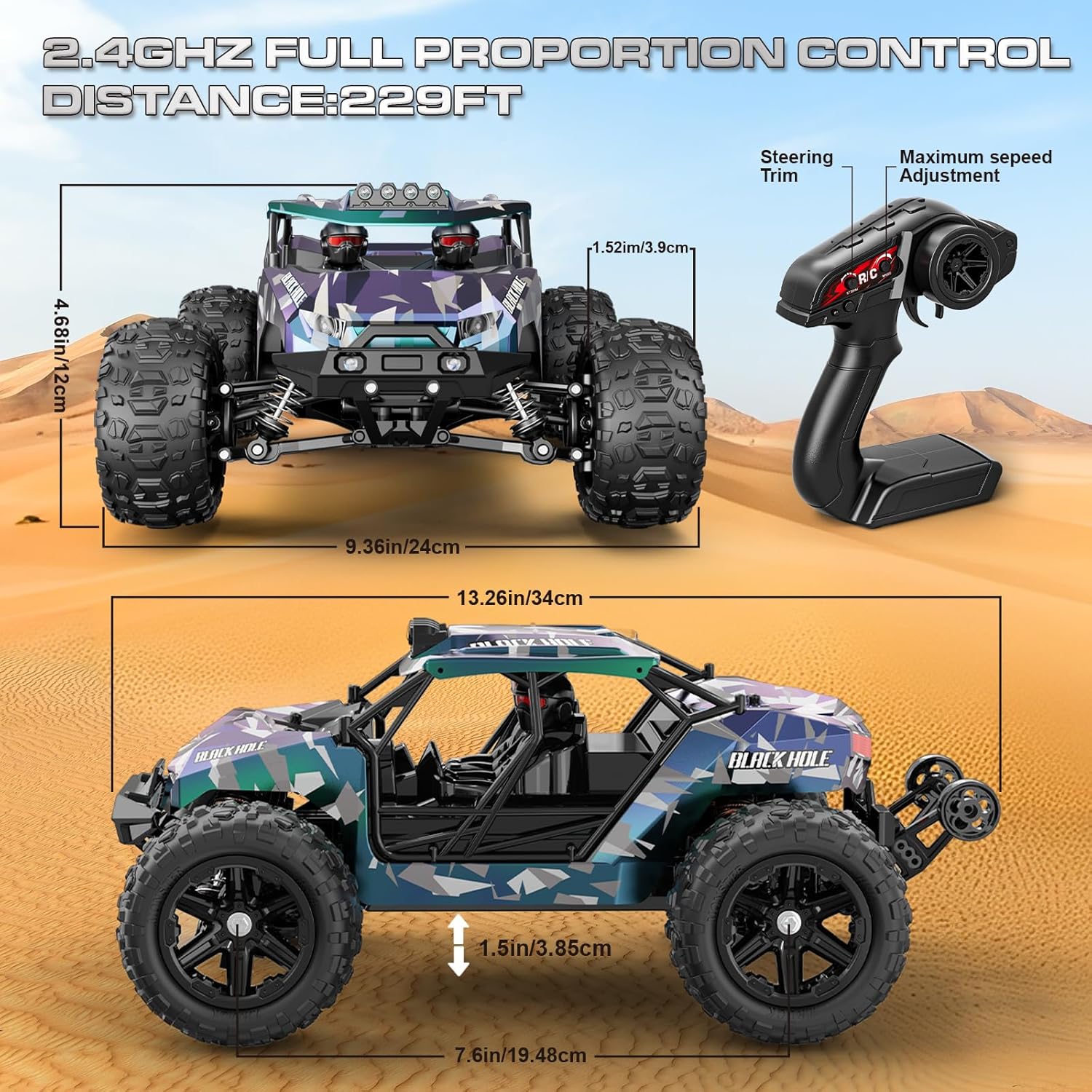 RC Cars for Adults & Boys, 1:14 Desert 4WD Off-Road RC Truck High Speed 40 km/h