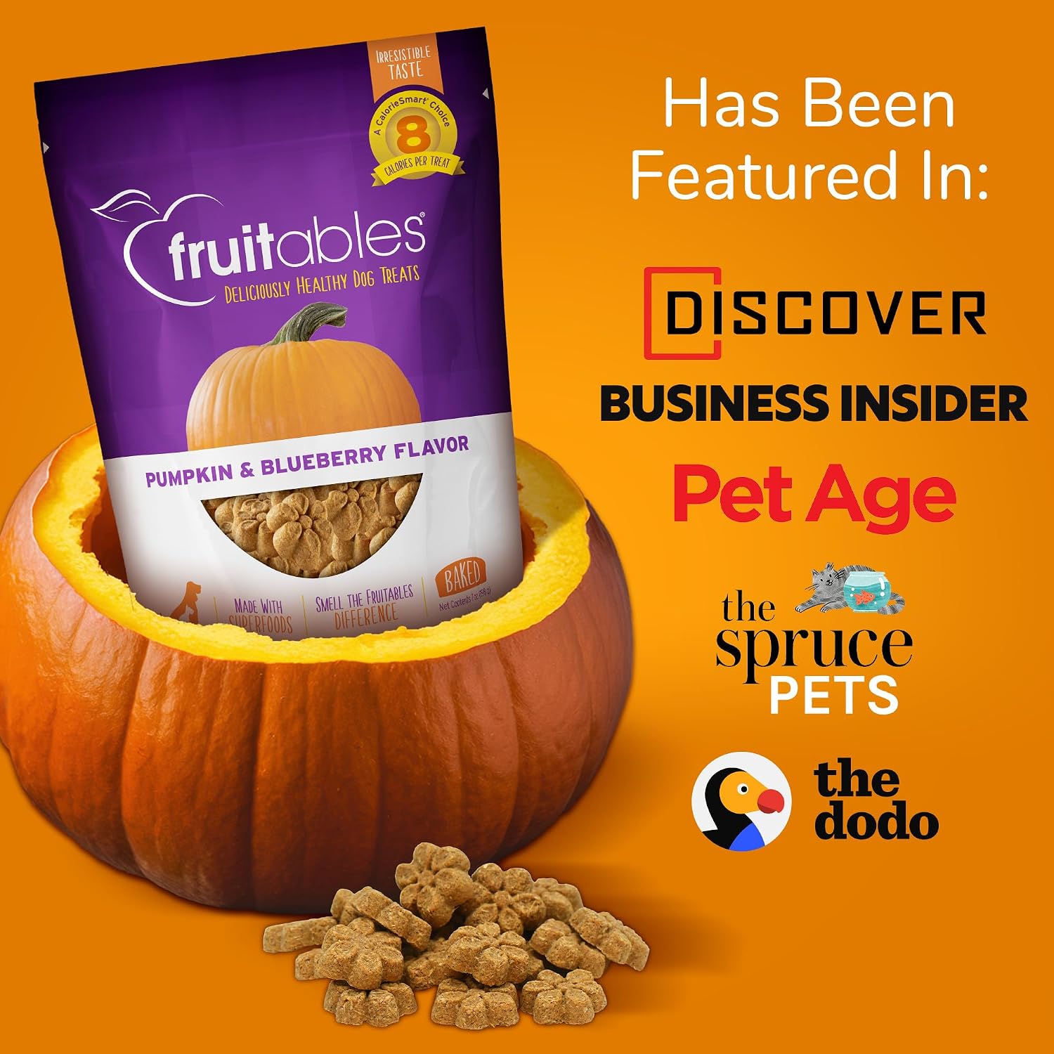 Fruitables Baked Dog Treats, Low Calorie Treats, Pumpkin & Banana, 7oz | Healthy Dog Treats, Training Treats, Crunchy Dog Biscuits, Limited Ingredient Recipe, Healthy Puppy Snacks, Made in USA