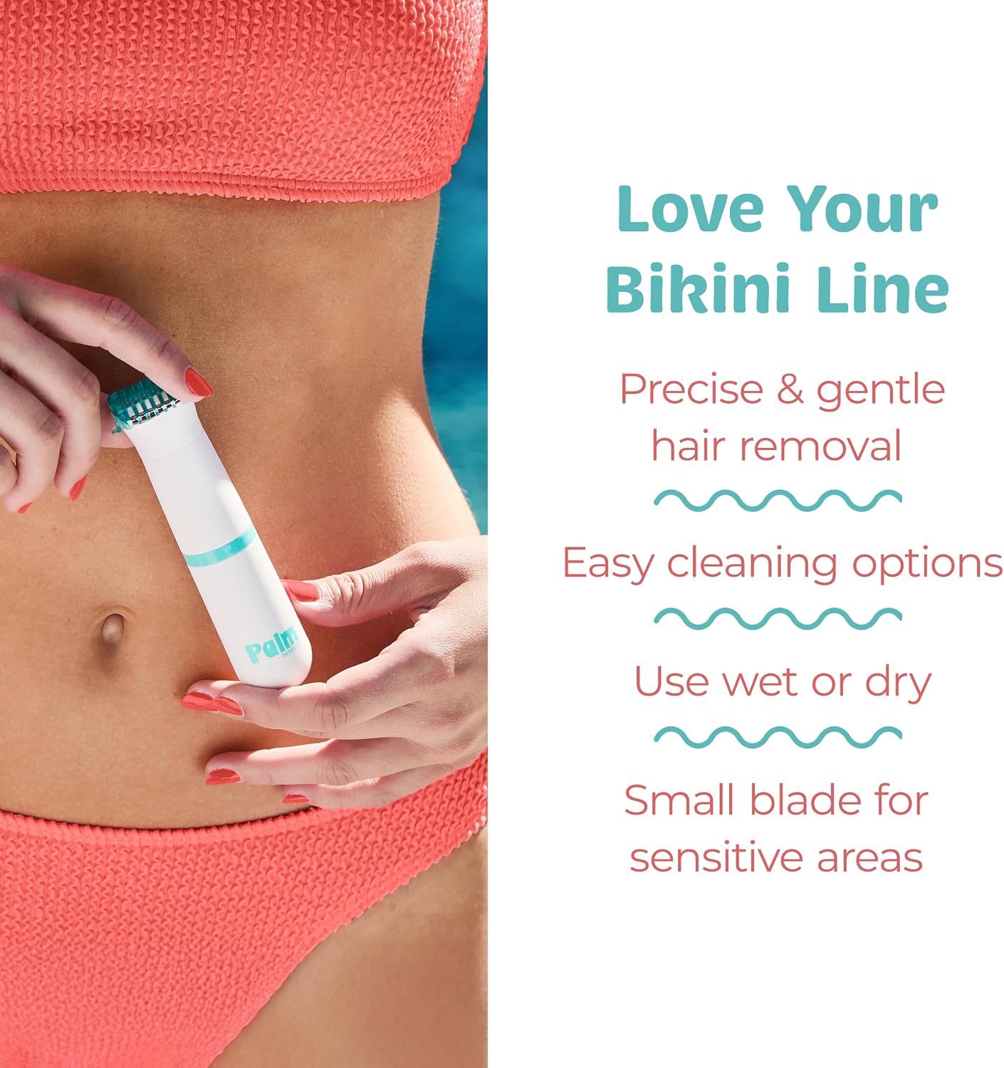 PalmPerfect Bikini Trimmer for Women, Dual Blade, Waterproof, Wet/Dry | Bikini grooming, hair trimmer women, bikini line, sensitive areas