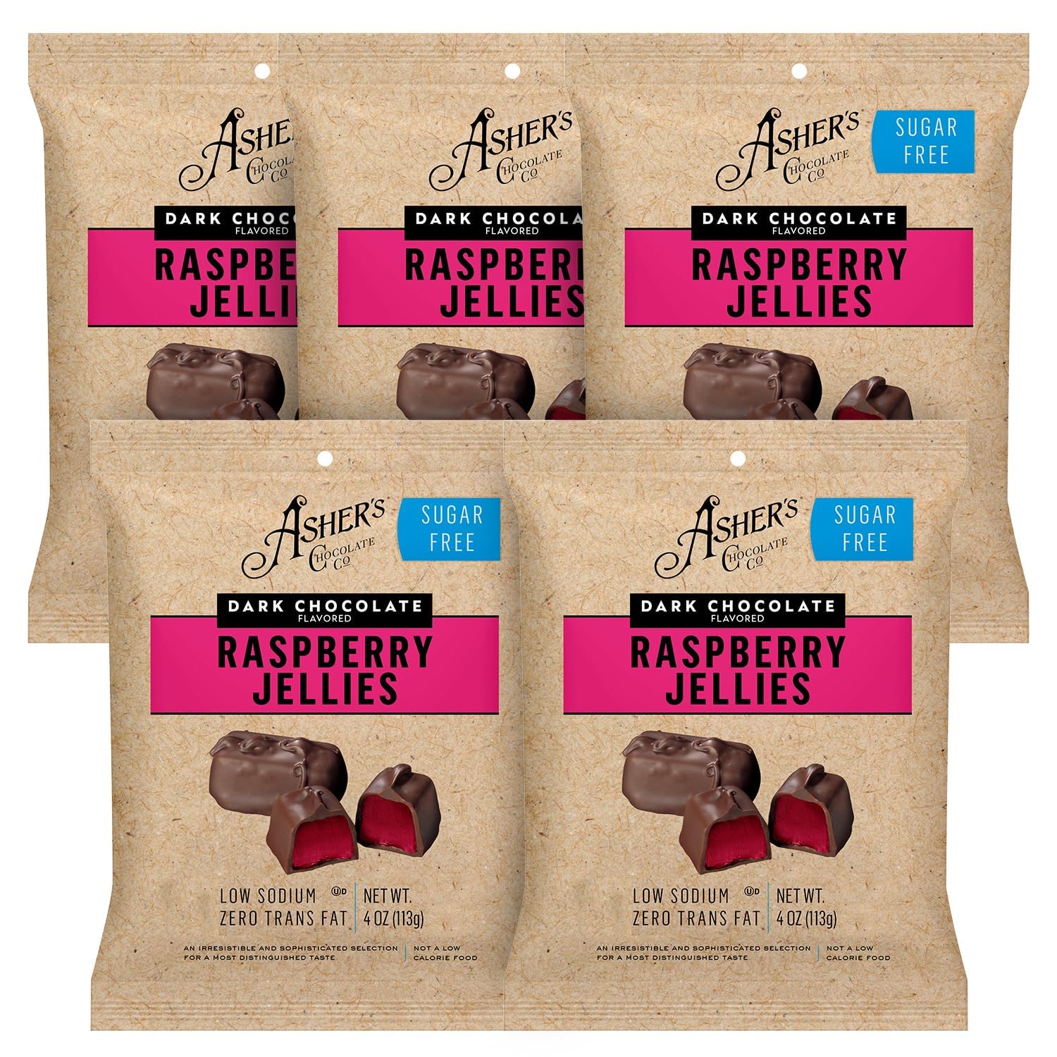 Asher's Chocolates, Sugar Free Dark Chocolate Raspberry Jellies, Diabetic Friendly Chocolate, Small Batches of Kosher Chocolate