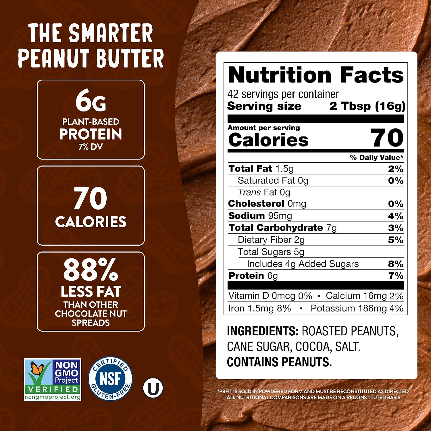 PBfit Cocoa Peanut Butter Powder 24 Oz, Peanut Spread with 6g Protein