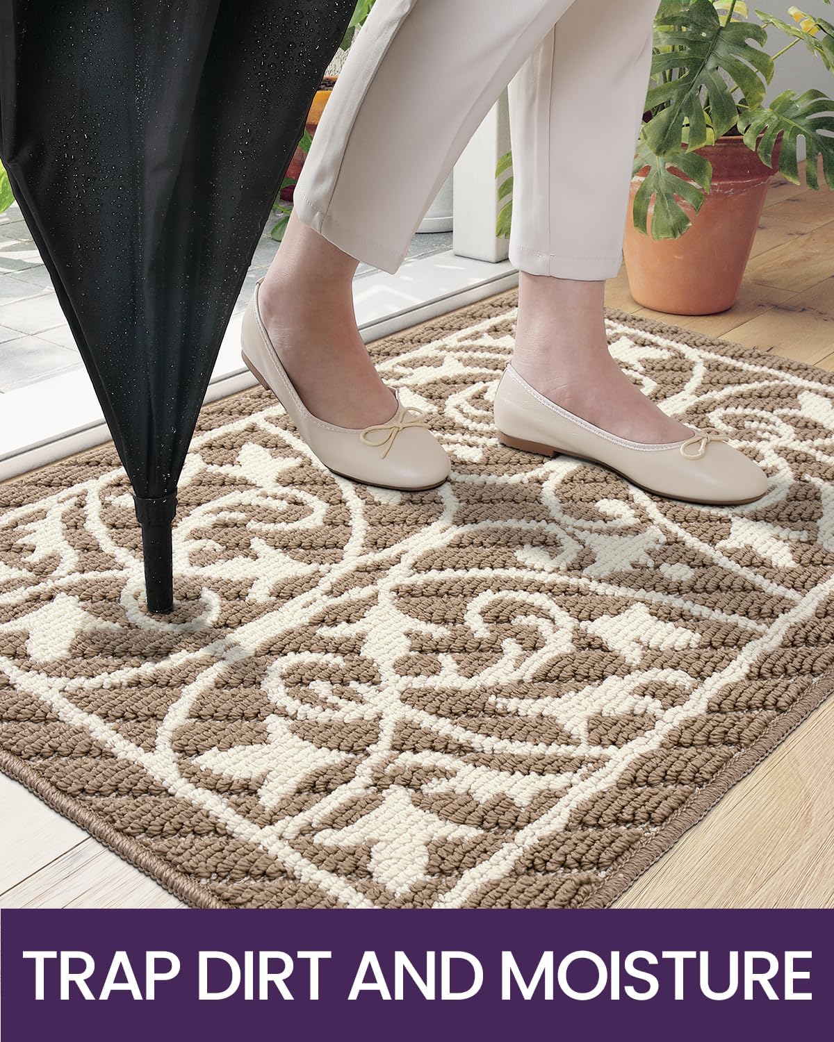 DEXI Front Door Mat Indoor Entryway 24x36 Inside Entrance Doormat Green