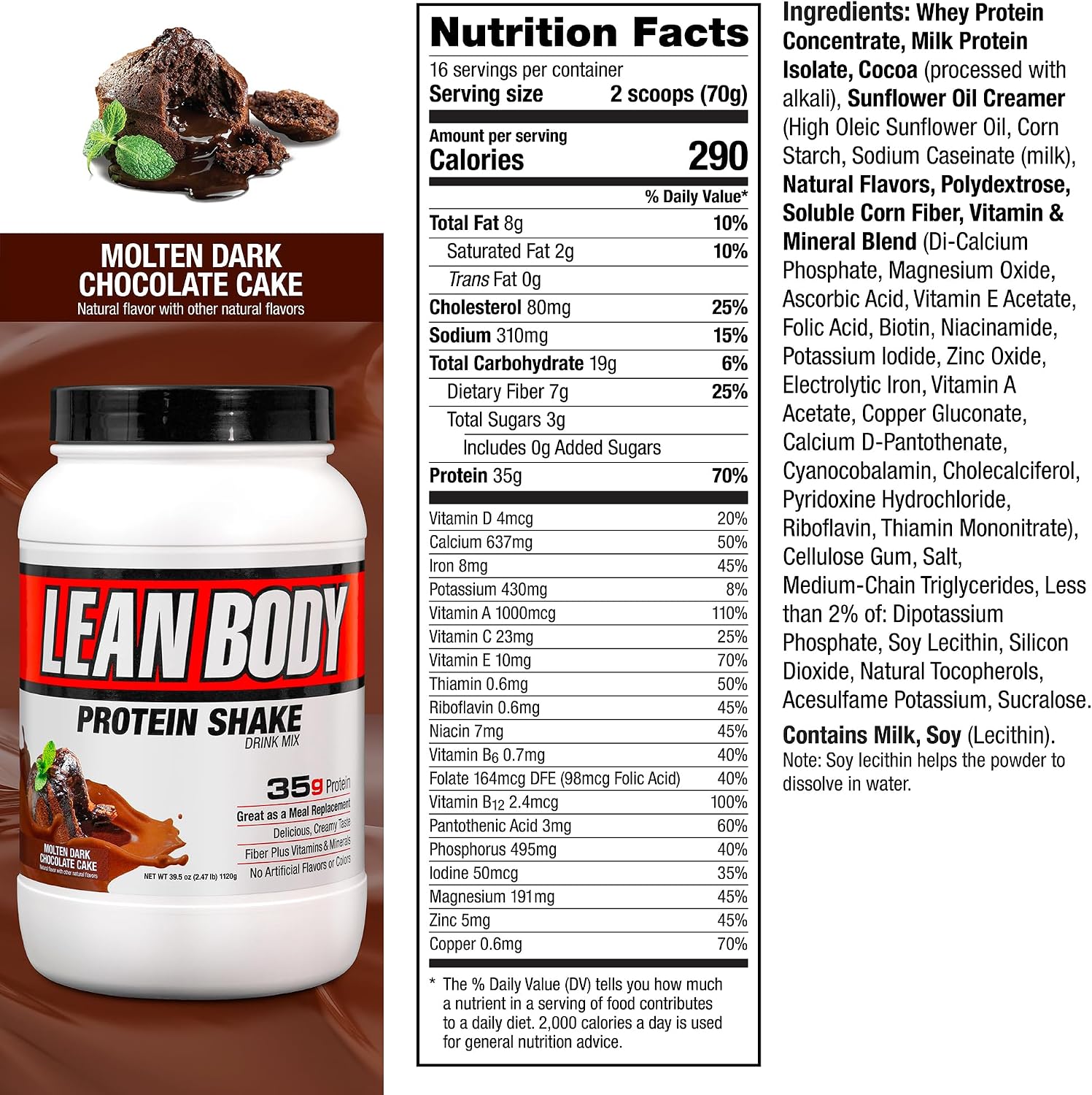 Labrada Nutrition Lean Body Hi-Protein Shake, Strawberry, 2.47-Pound Tub Strawberry Packaging May Vary